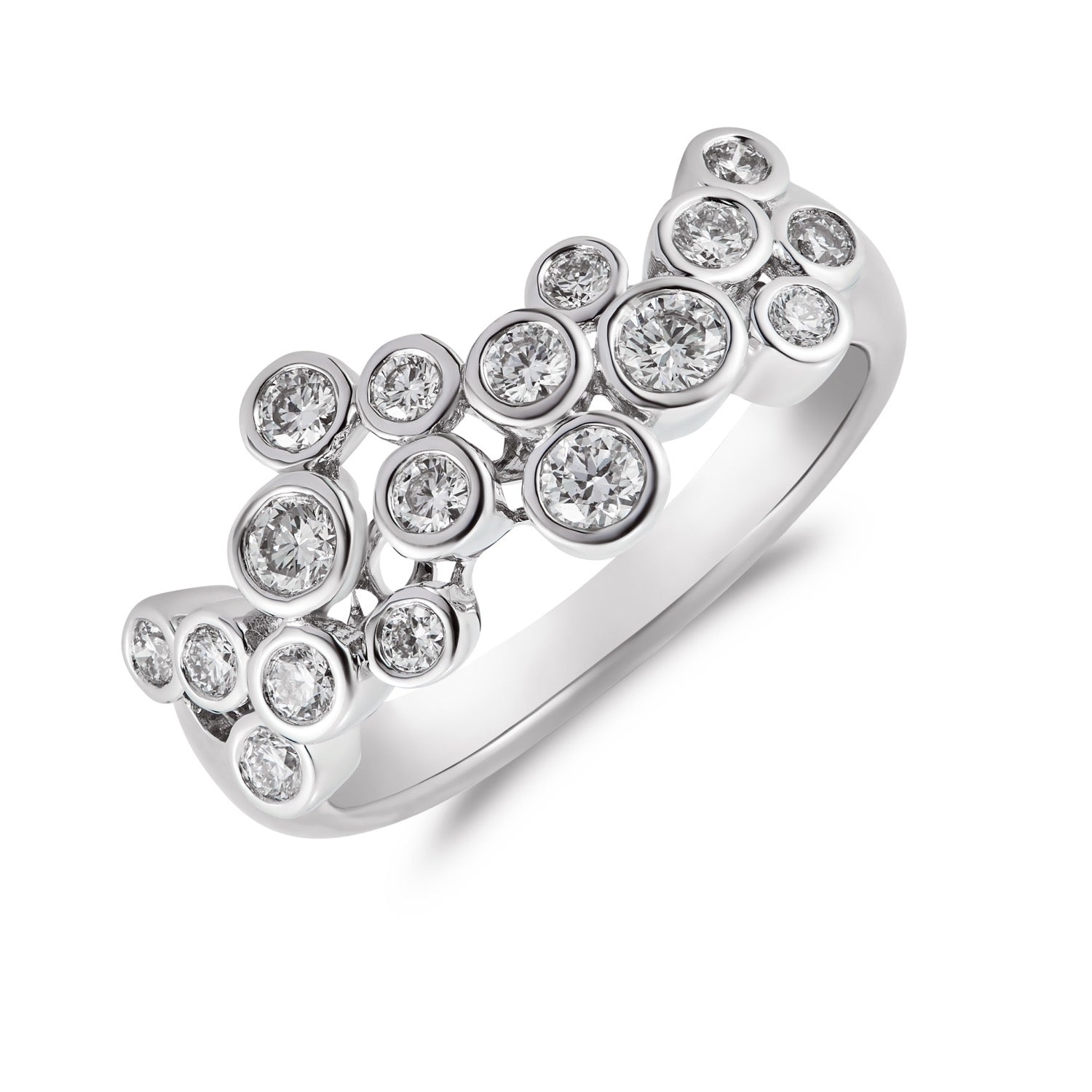 18ct White Gold Diamond Bubble Band Ring