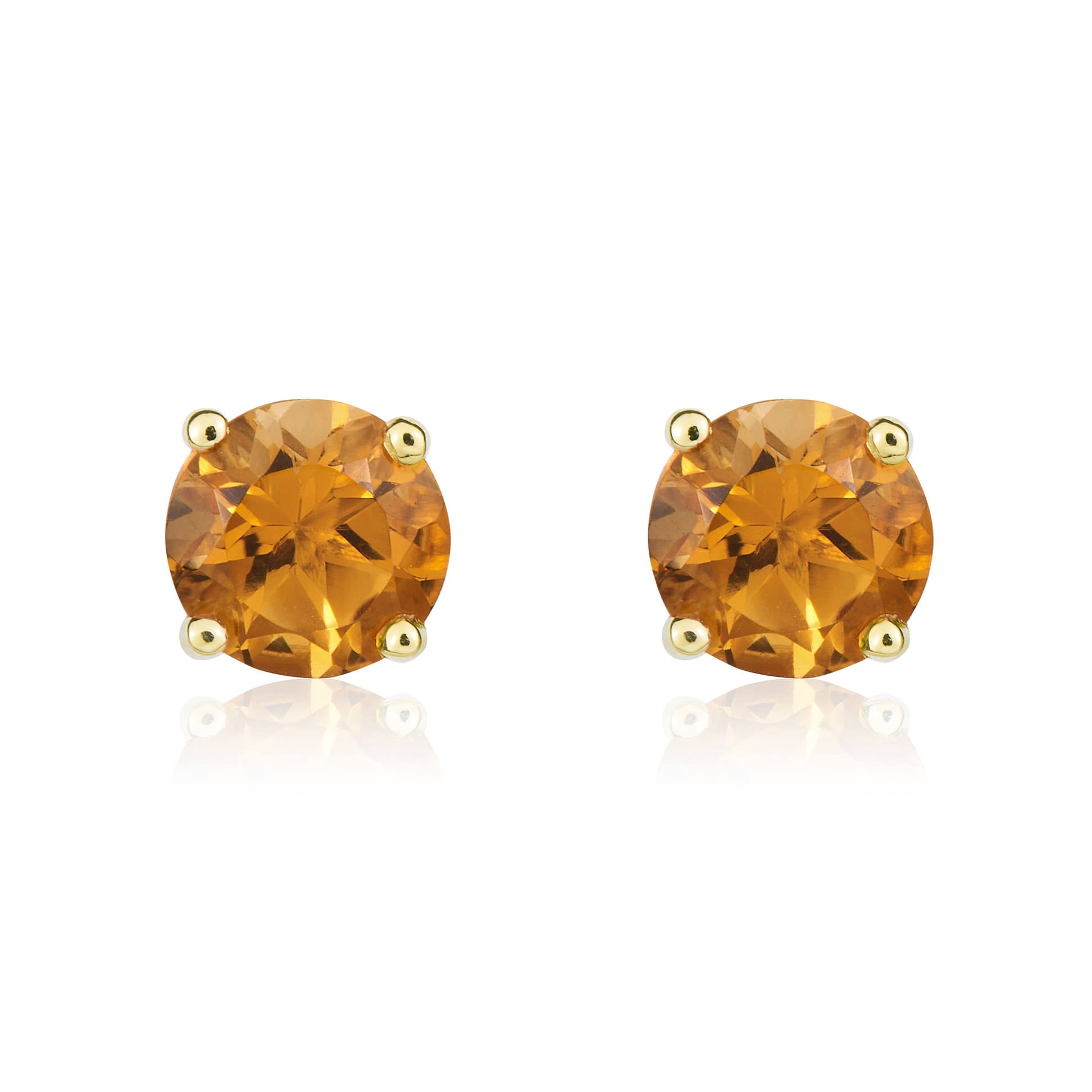 9ct Yellow Gold 5mm Round Citrine Claw Set Earrings