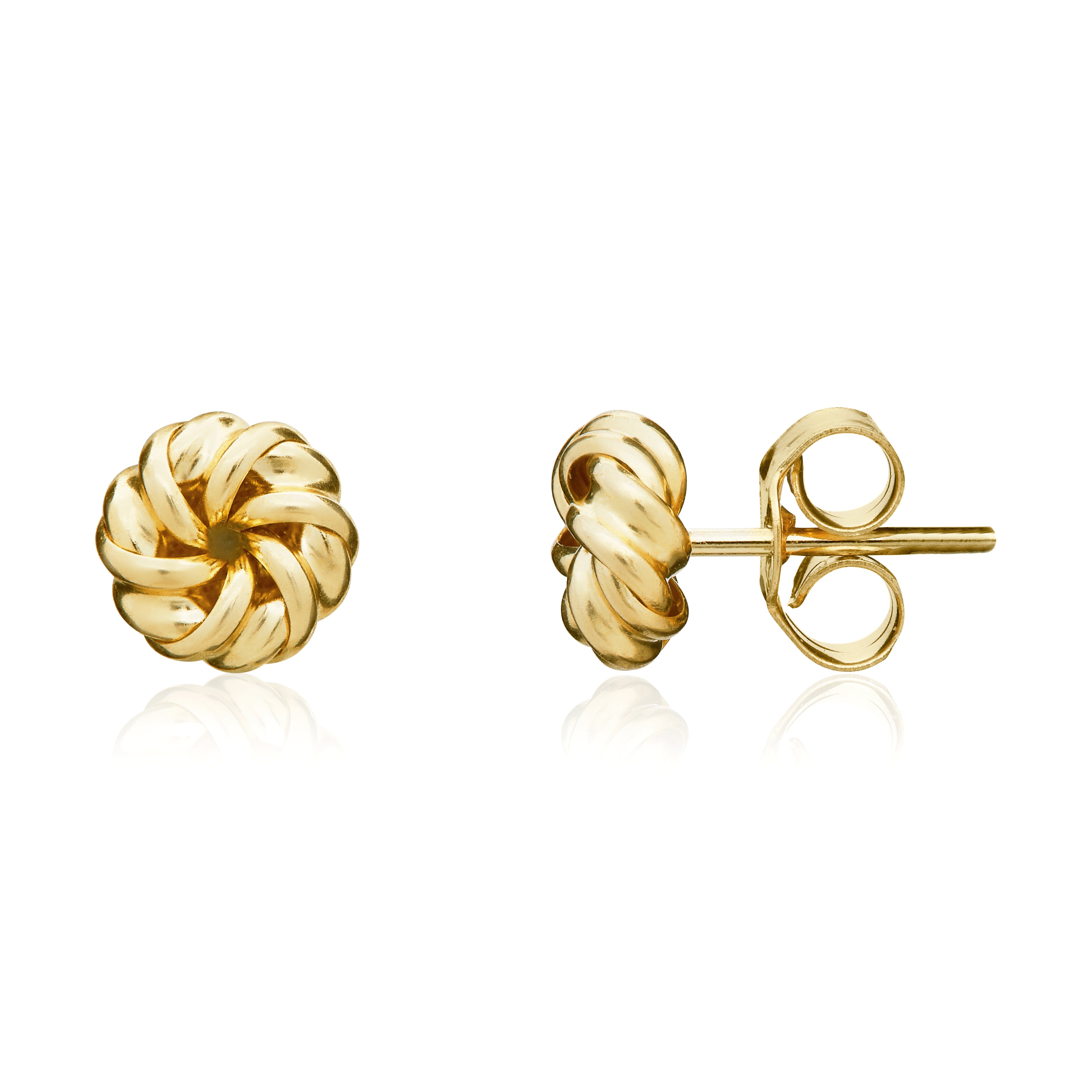 9ct Yellow Gold Small Swirl Ribbon Stud Earrings
