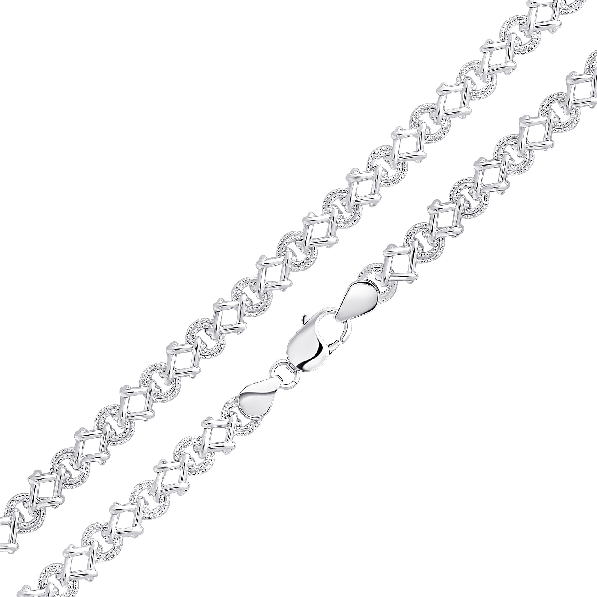 Silver 8mm Textured Circle Square Chain 1