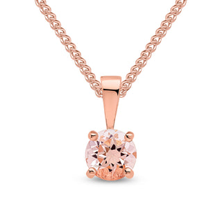 9ct Rose Gold 5 mm Round Morganite 4-Claw Single Stone Pendant