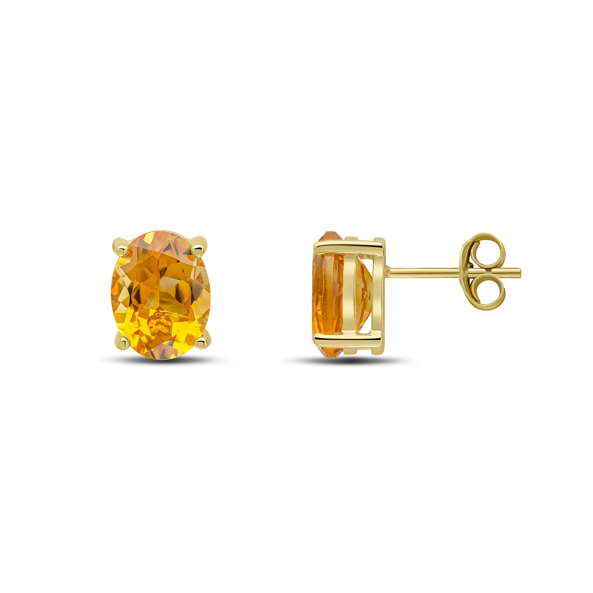 9ct Yellow Gold 9x7 Oval Citrine Claw Earrings