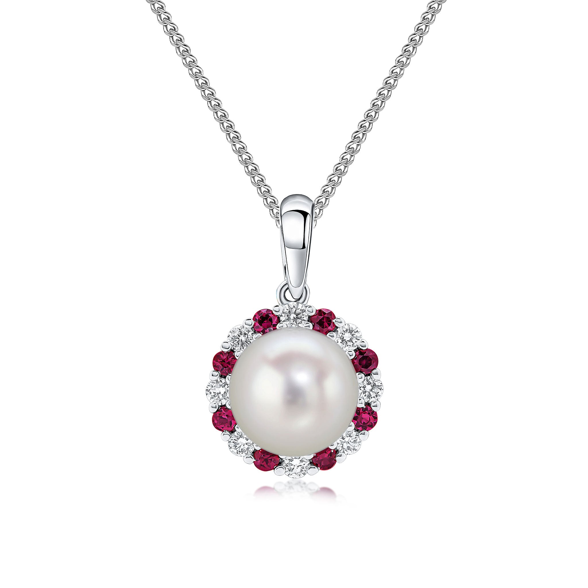 18wg Pearl Ru & Diamond Cluster Pt