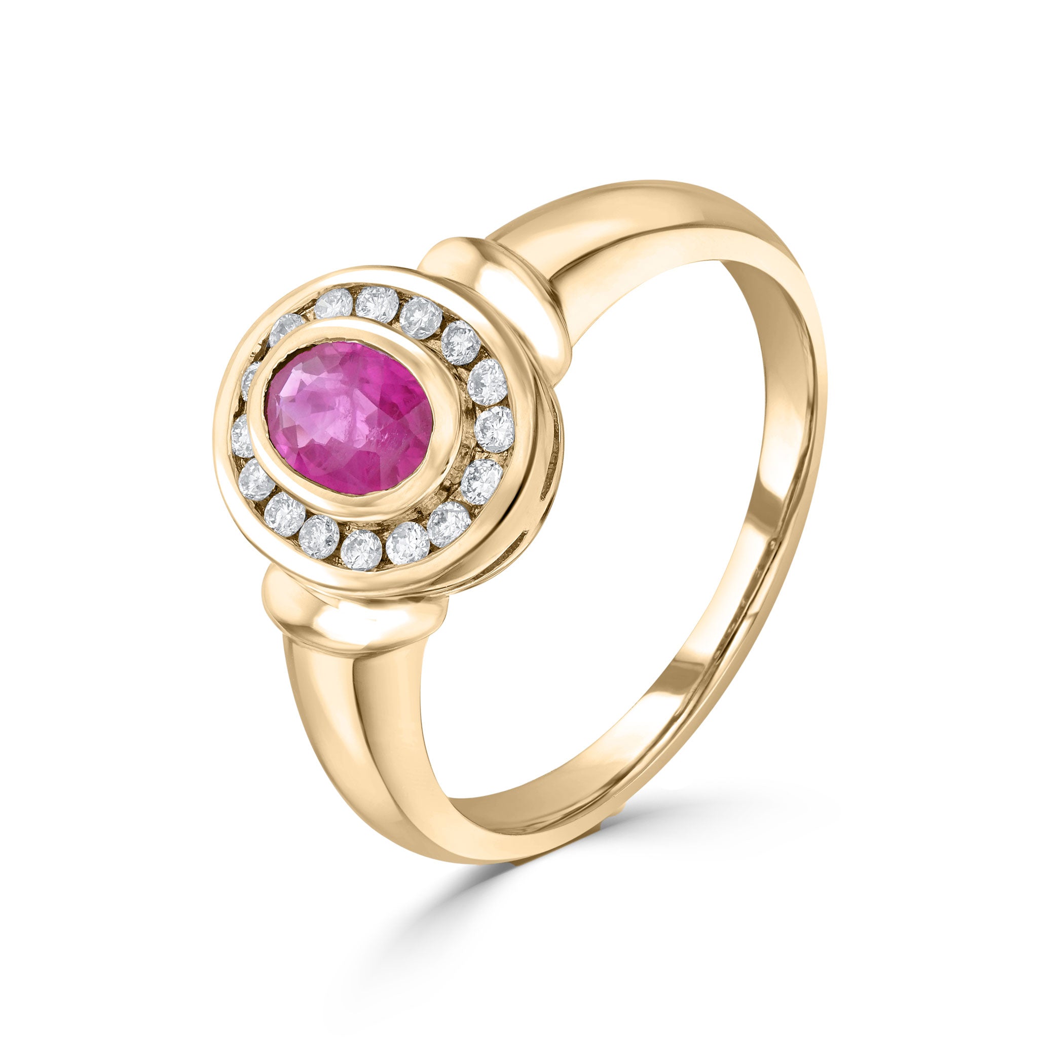 9ct Yellow Gold Oval Ruby & Diamond Clust