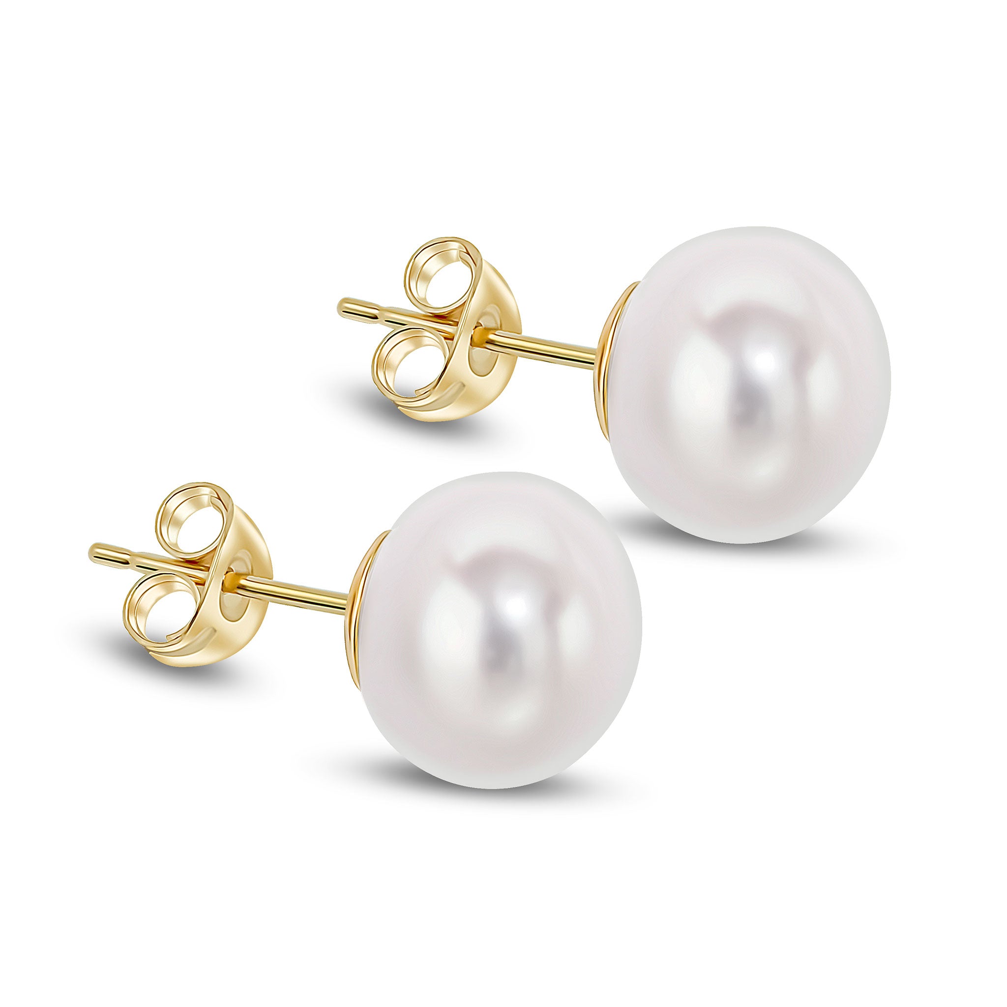 9ct yellow gold 9mm freshwater pearl Button Stud