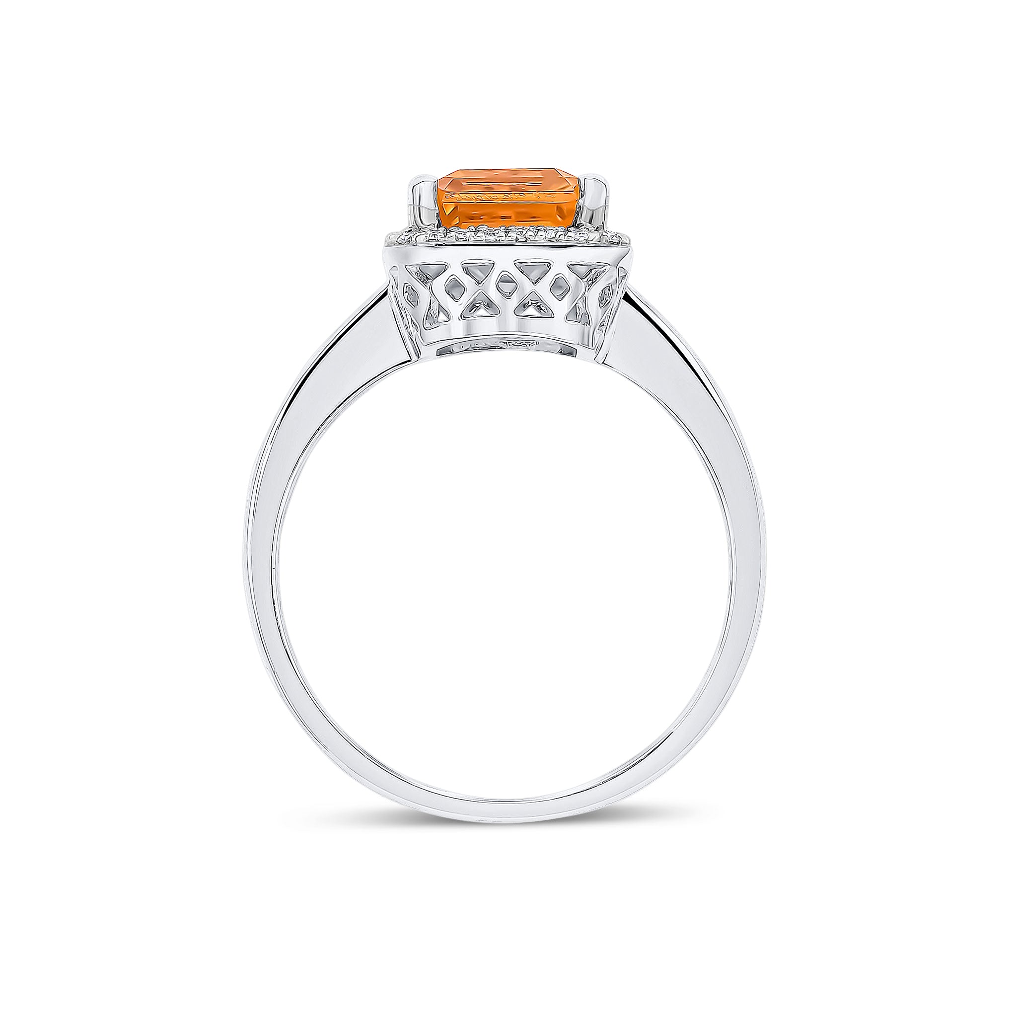 9CT WG 9X7MM OCTAGON CITRINE & DIAMOND CLAW SET CLUSTER RING 1