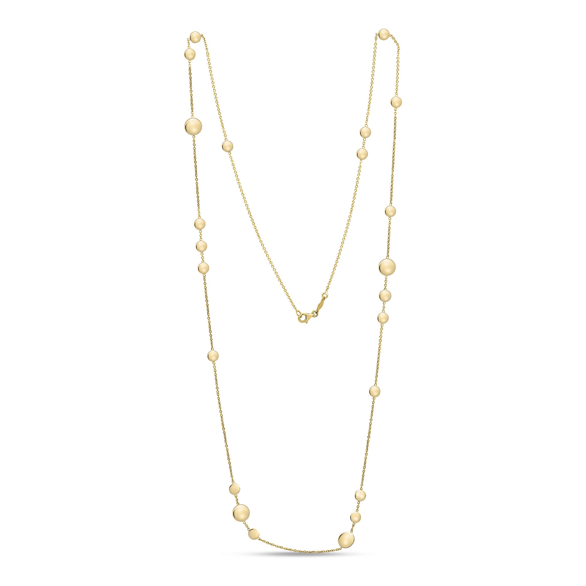 9ct Yellow Gold Chain Necklace with Polished Flat Discs 32 Inch