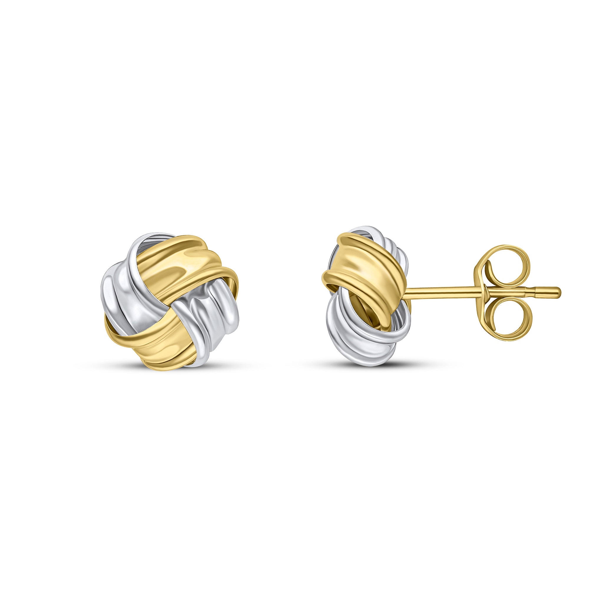 9ct Ywg 8mm 4 Row Ribbon Knot Earrings
