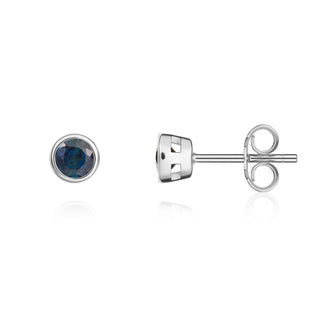 9ct white gold 3mm Round Sapphire Rubover Earrings