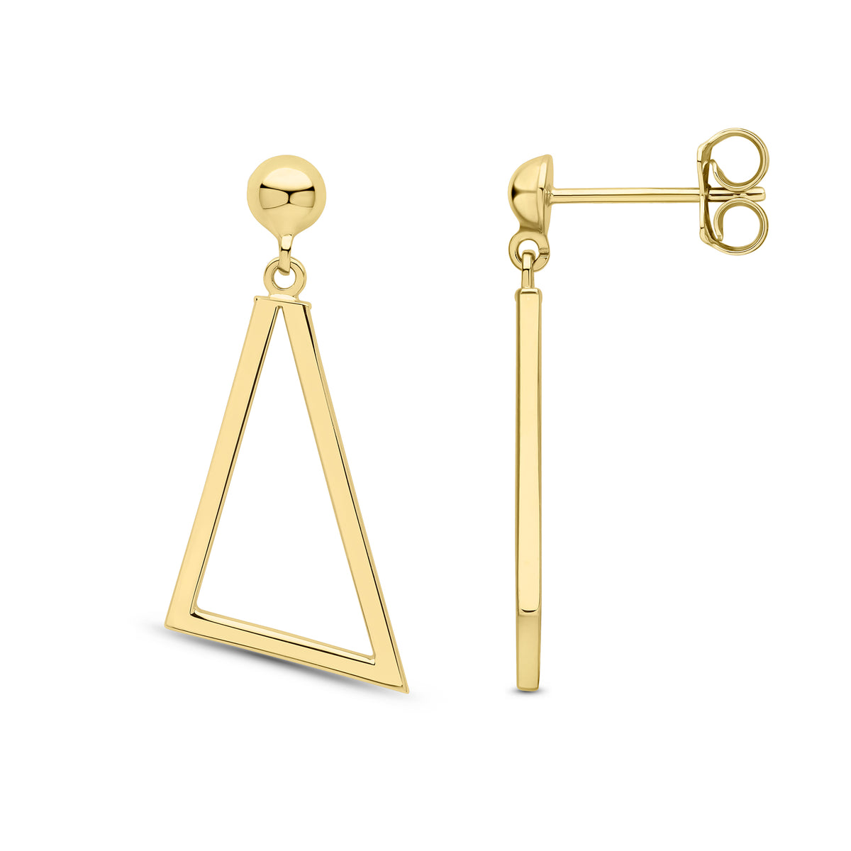 9ct Yellow Gold Polished Open Triangle Drop Earrings