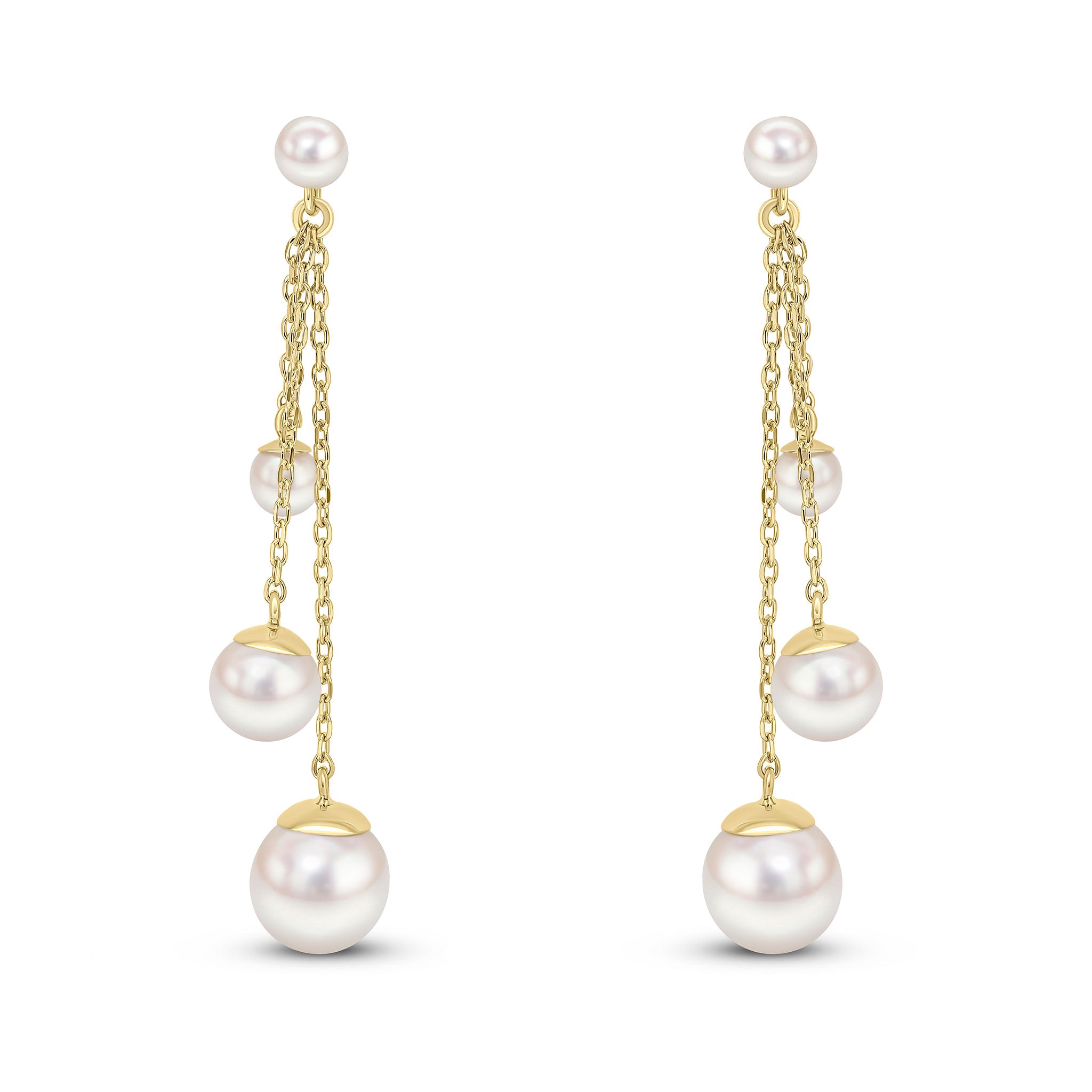 9ct Yellow Gold Chains With 2 X 4mm, 6mm And 8mm cultured freshwater