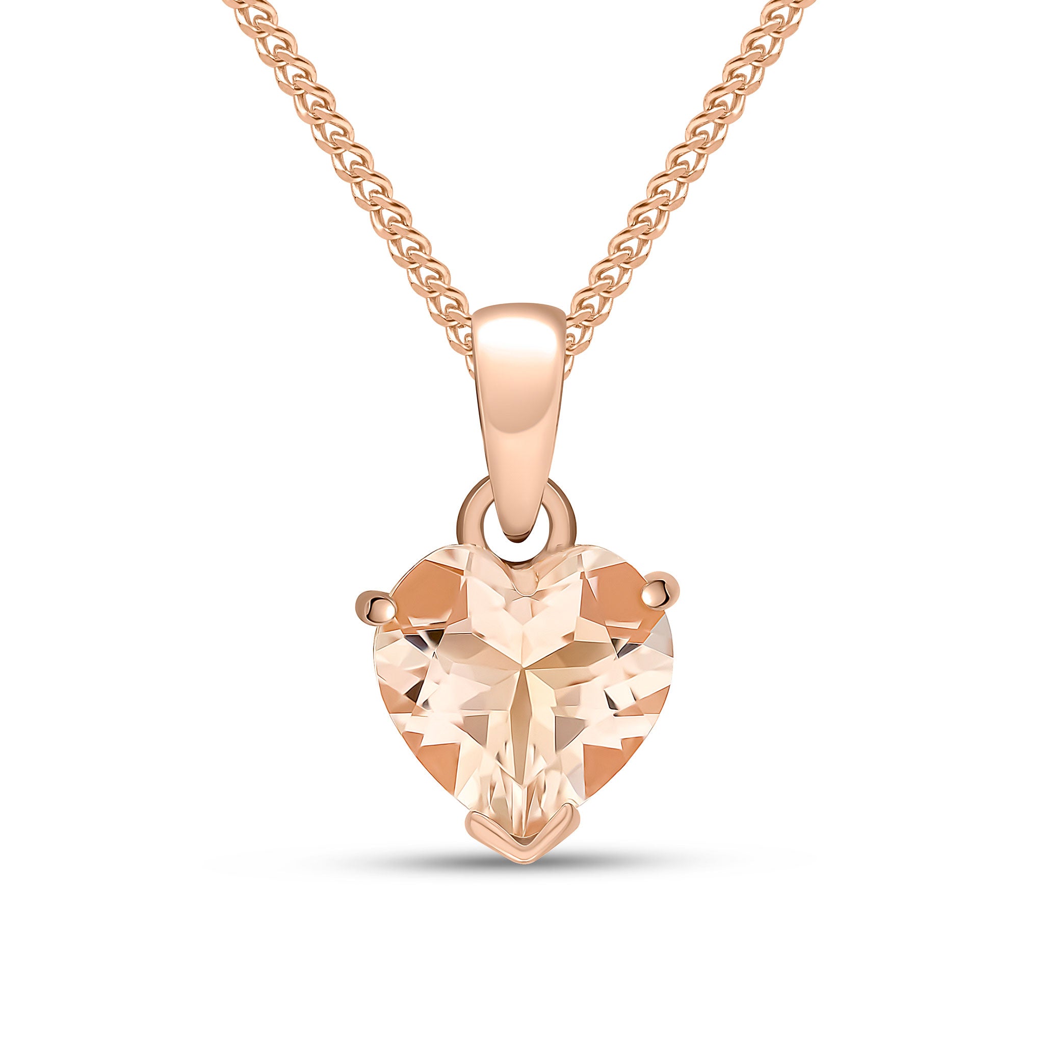 9ct Rose Gold 8mm Heart Morganite Pendant
