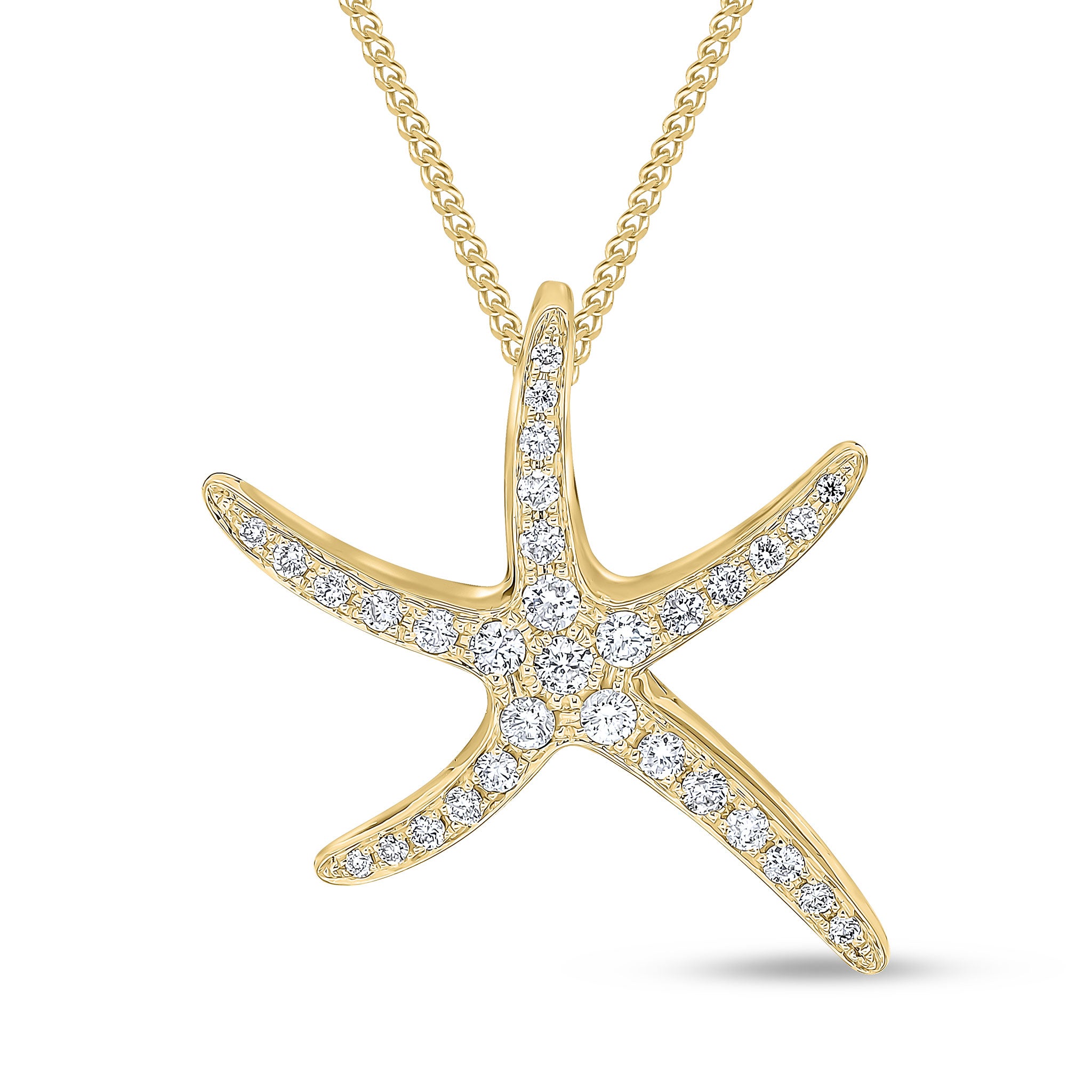 18ct Yellow Gold Diamond Pave Set 'starfish' Pendant Large