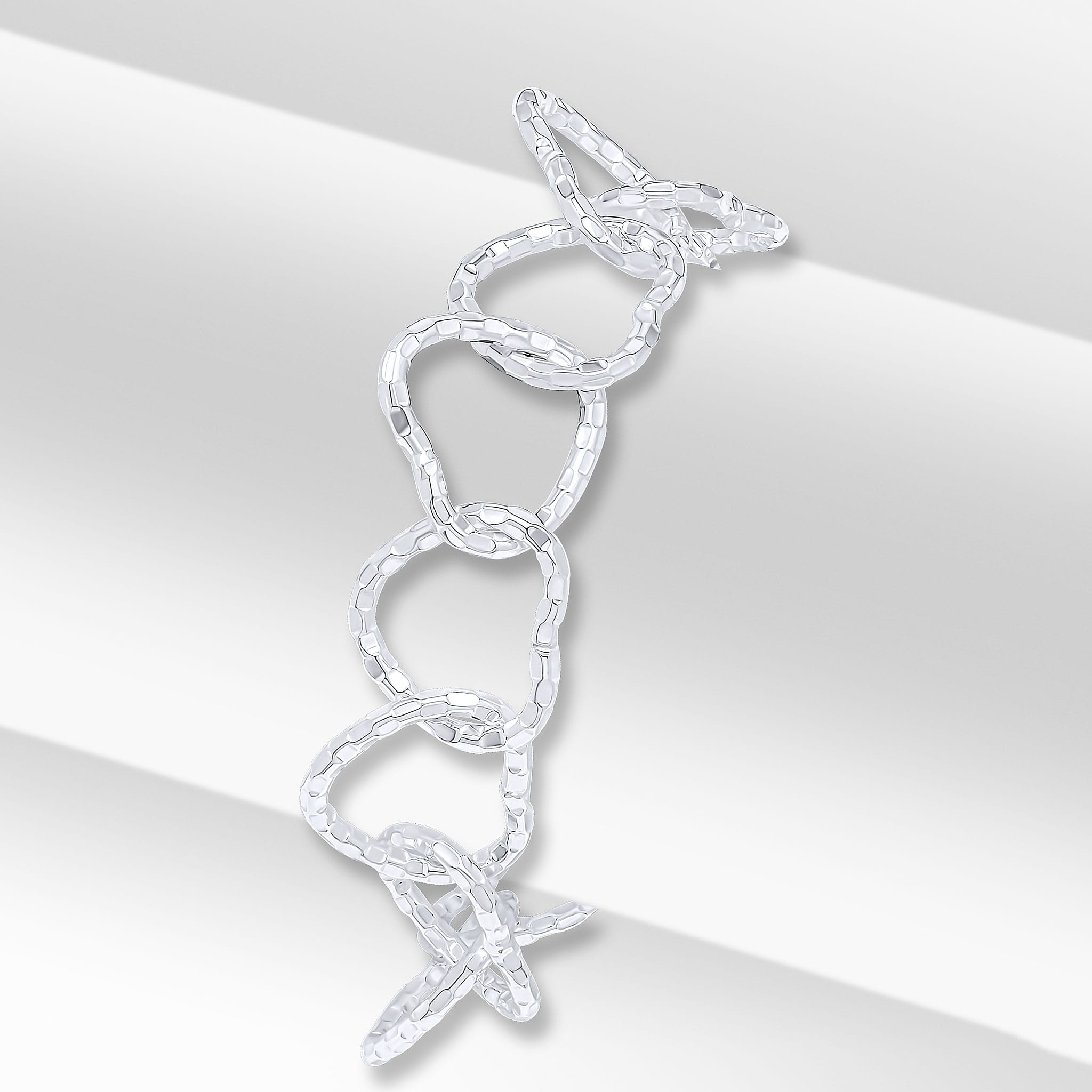 925 Sterling Silver Facet Heart Links Design,