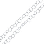925 Sterling Silver Facet Heart Links Design Chain