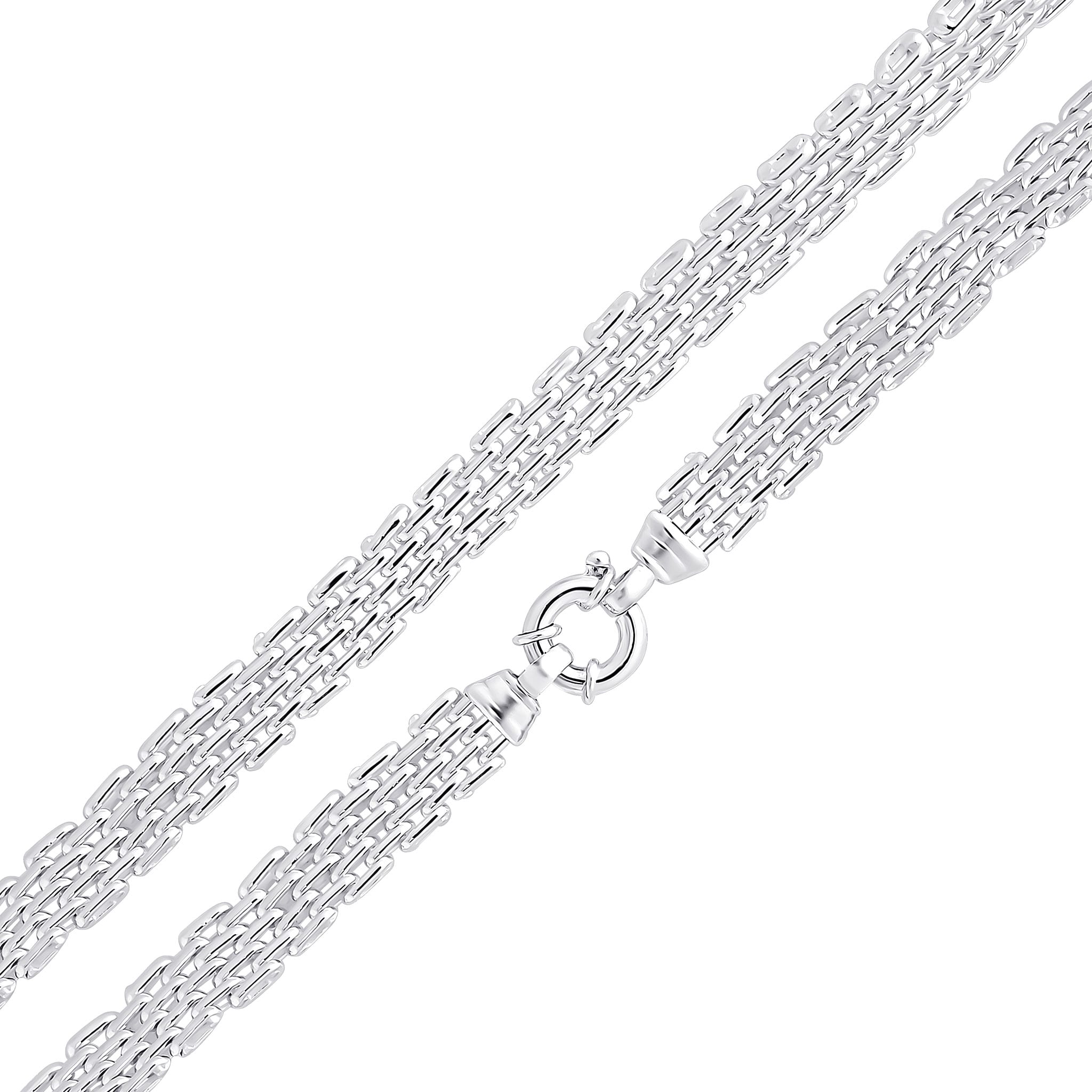 925 Sterling Silver Four Row Brick Design,