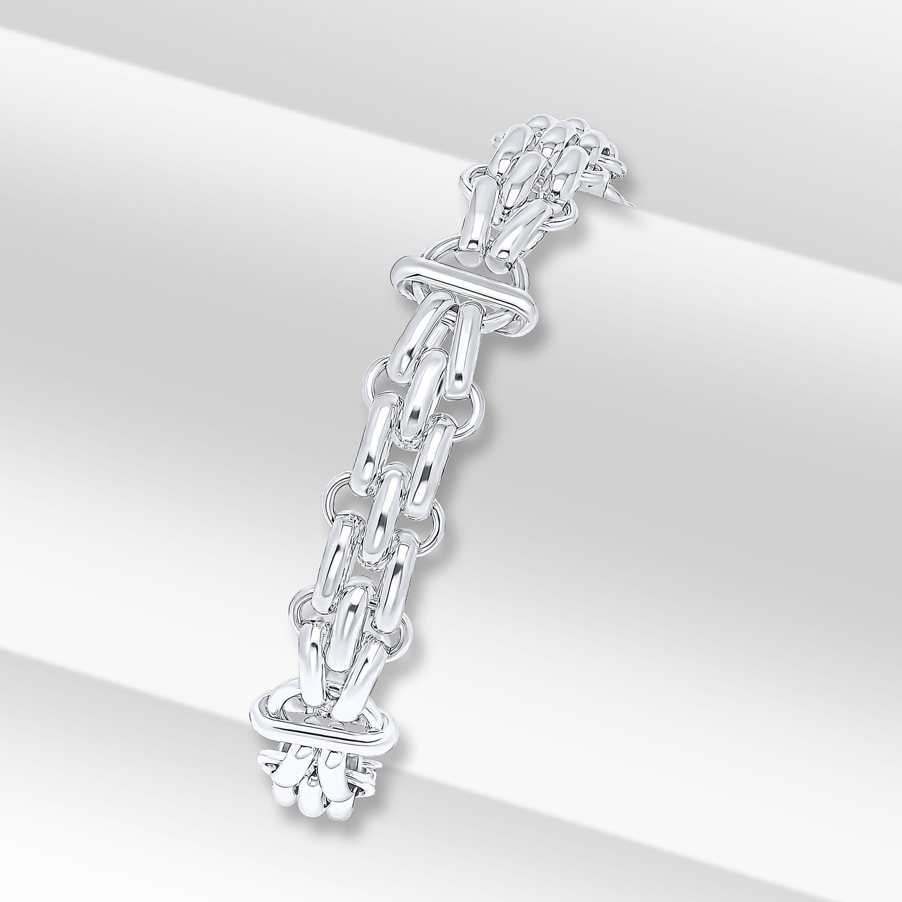 925 Sterling Silver Three Brick Design Chain