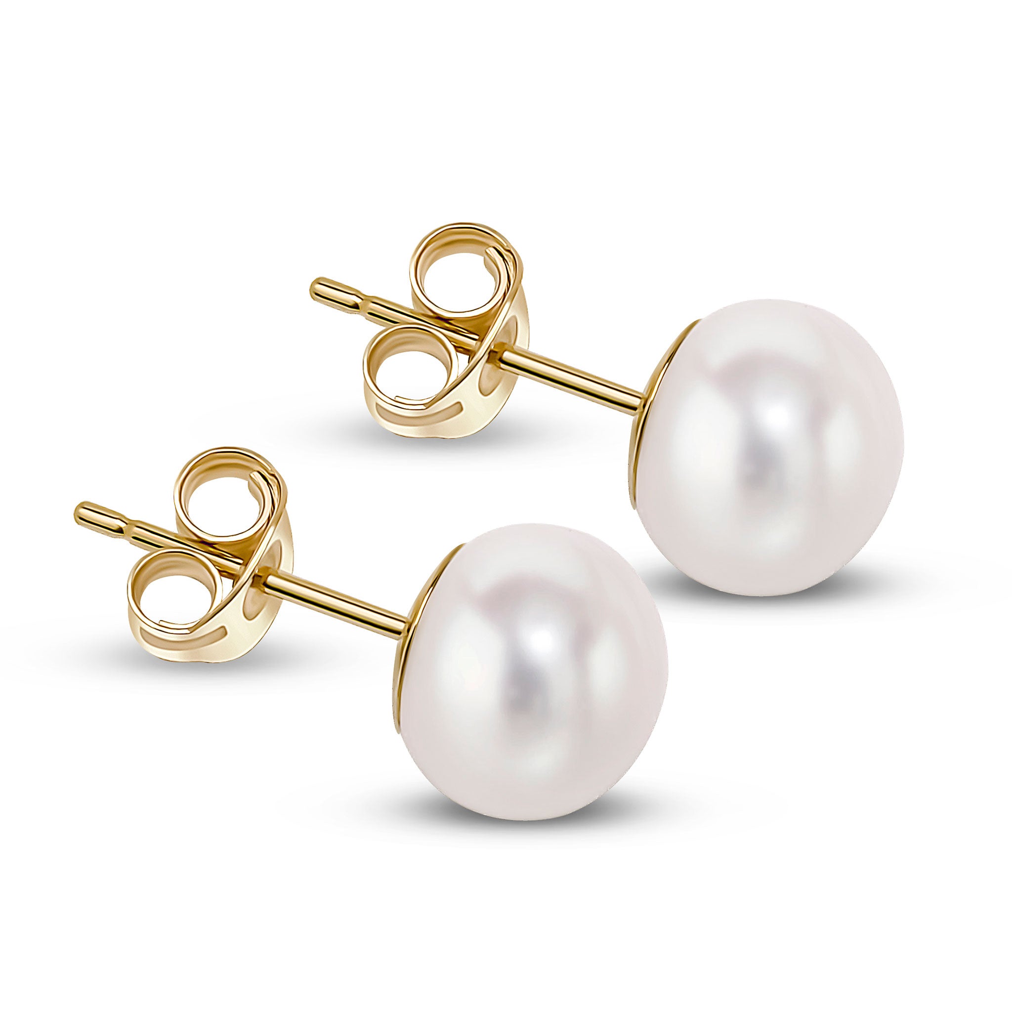 9ct yellow gold 7mm freshwater pearl Button Stud