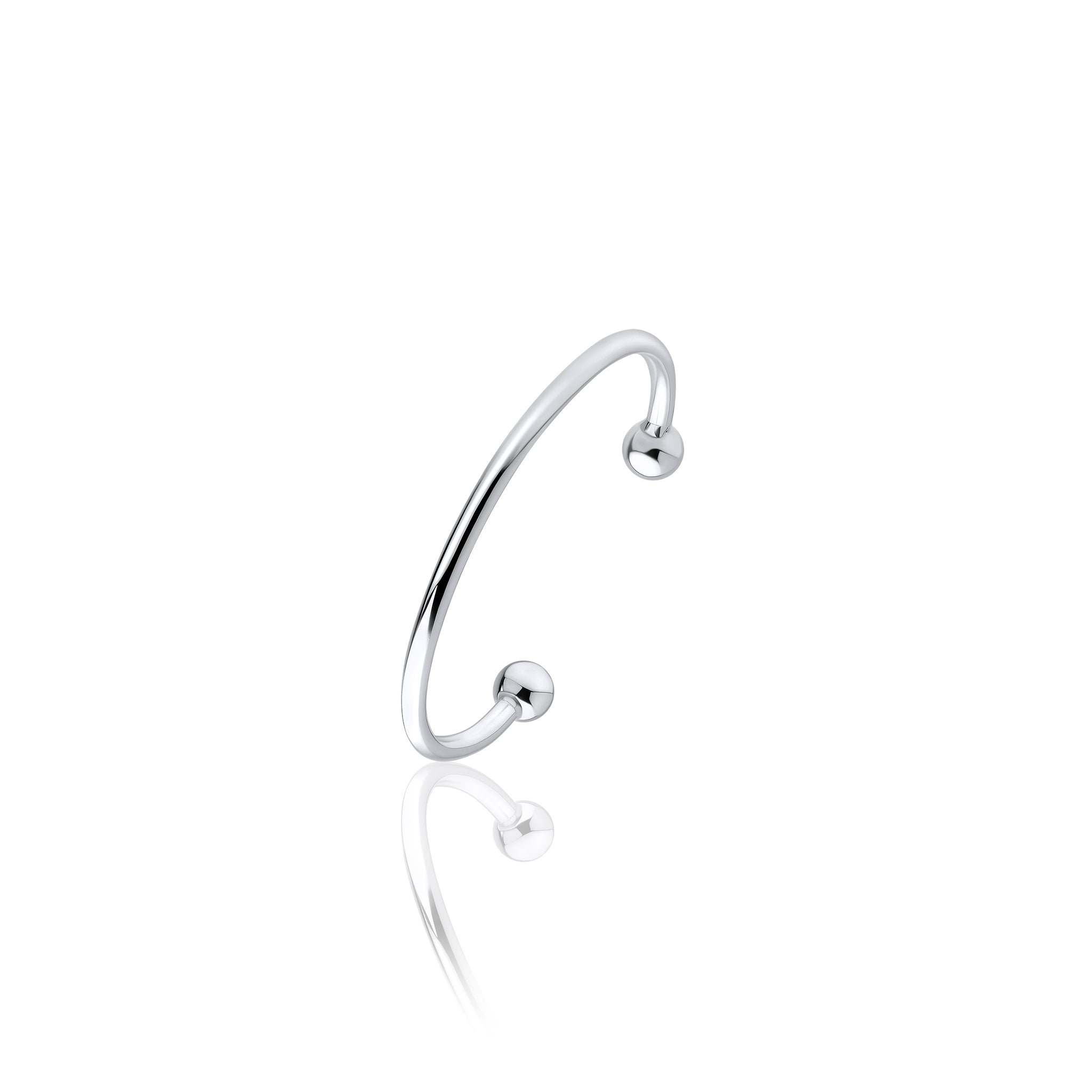 Silver 2.5mm Round Torque Baby Bangle 30x40 (6mm end beads)