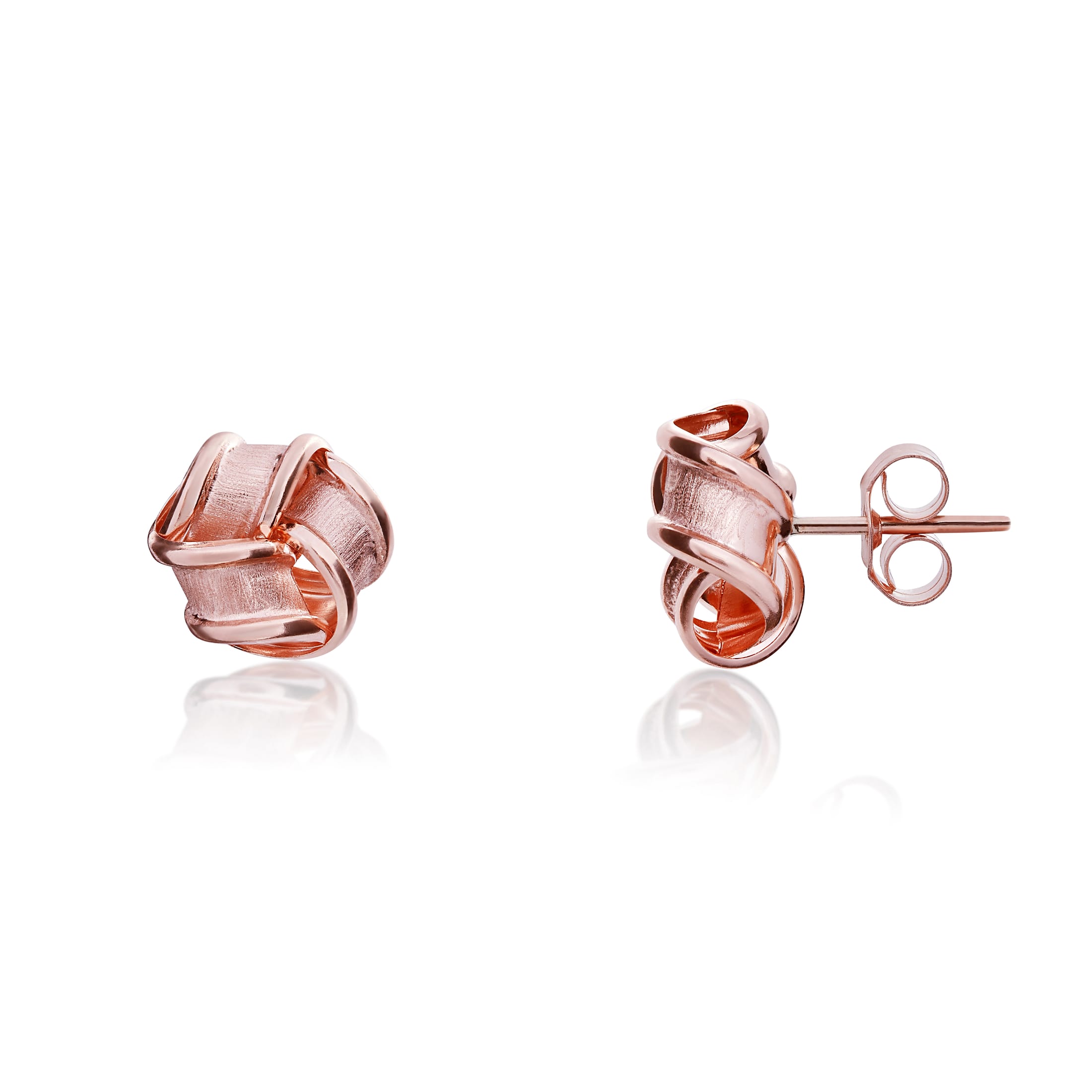9ct Rose Gold Frosted And Polished Ribbon Knot Earrings