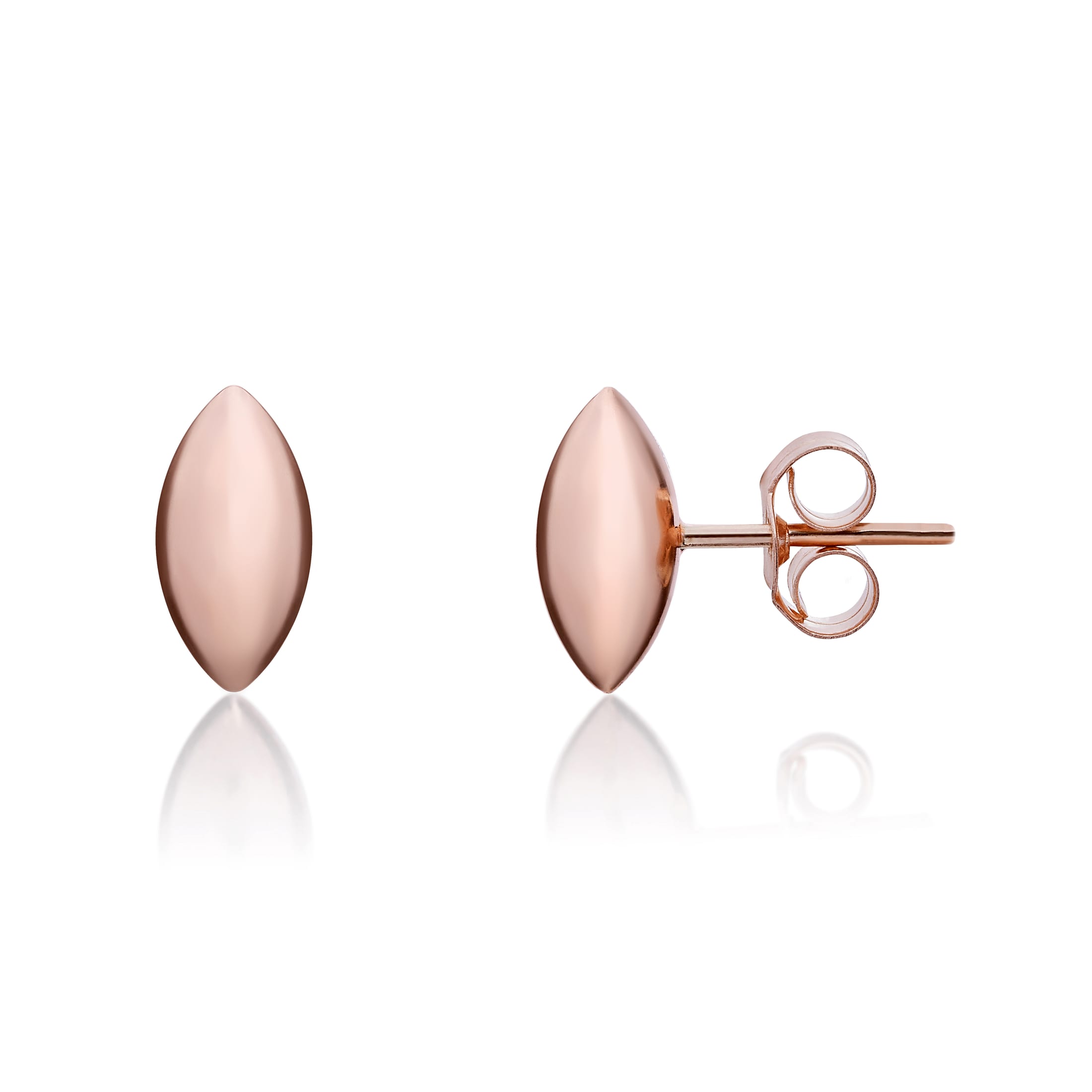 9ct Rose Gold Polished 3D Marquise Shape Stud Earrings