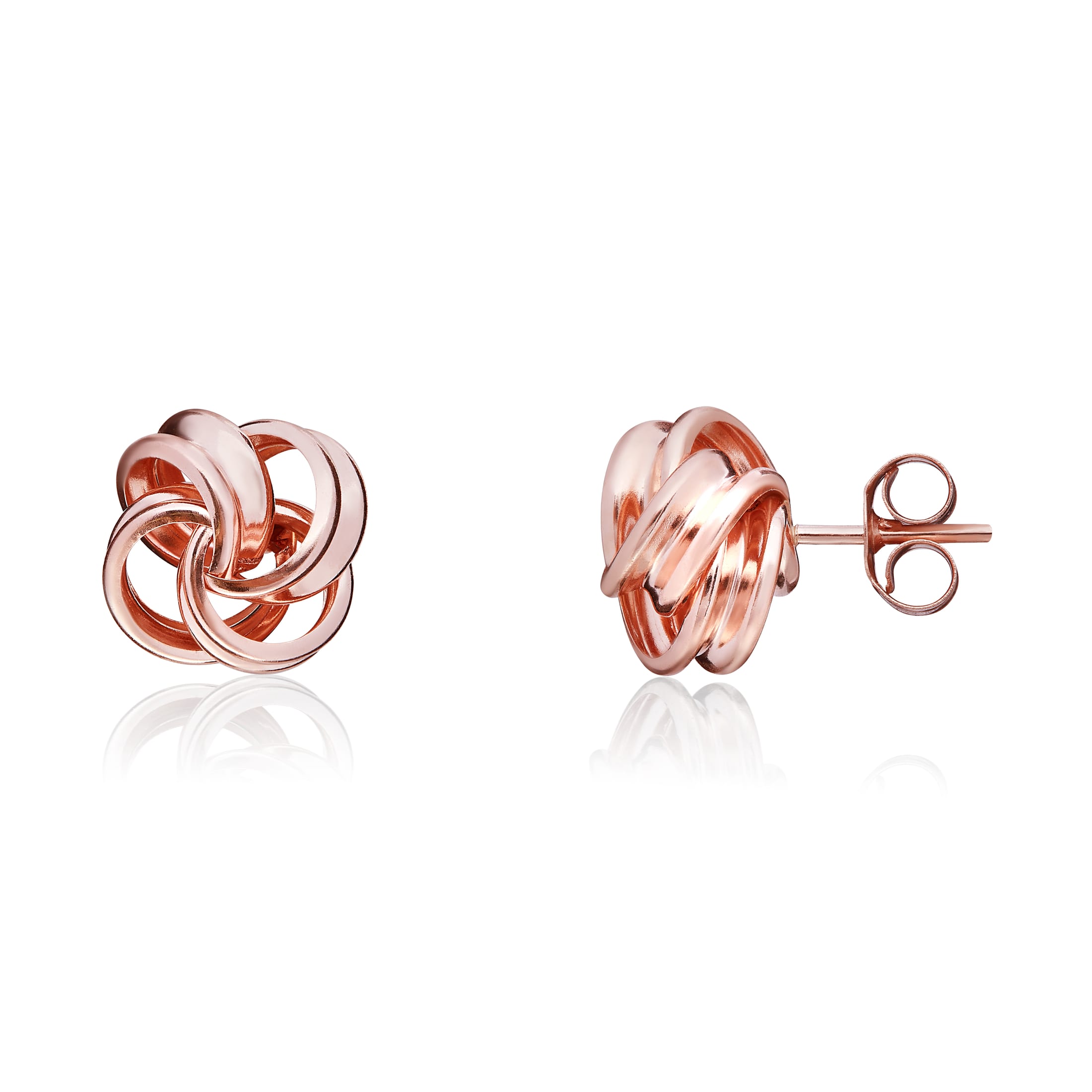 9ct Rose Gold Ribbon Loops Knot Stud Earrings