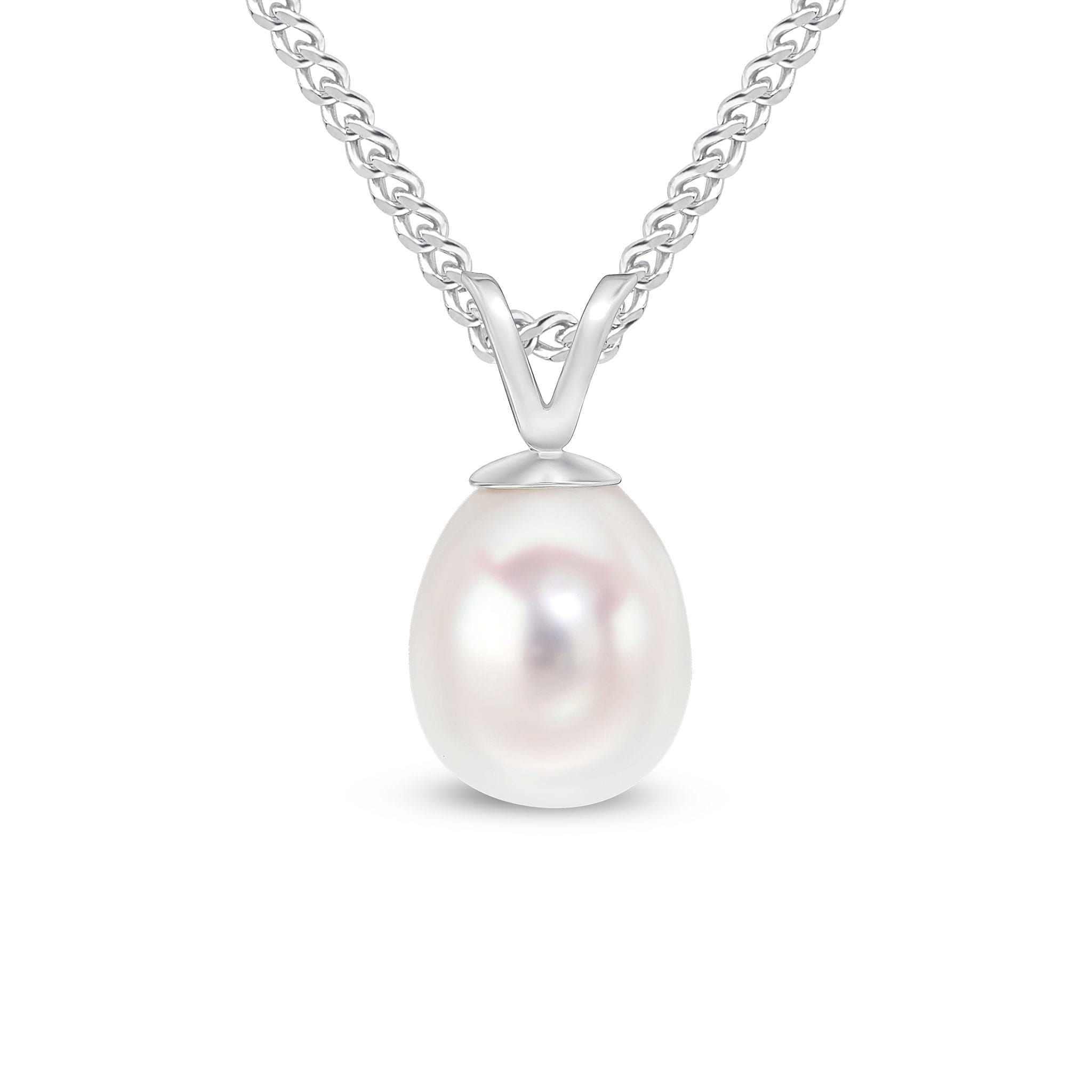 9ct White Gold 7mm freshwater pearl Drop pendant