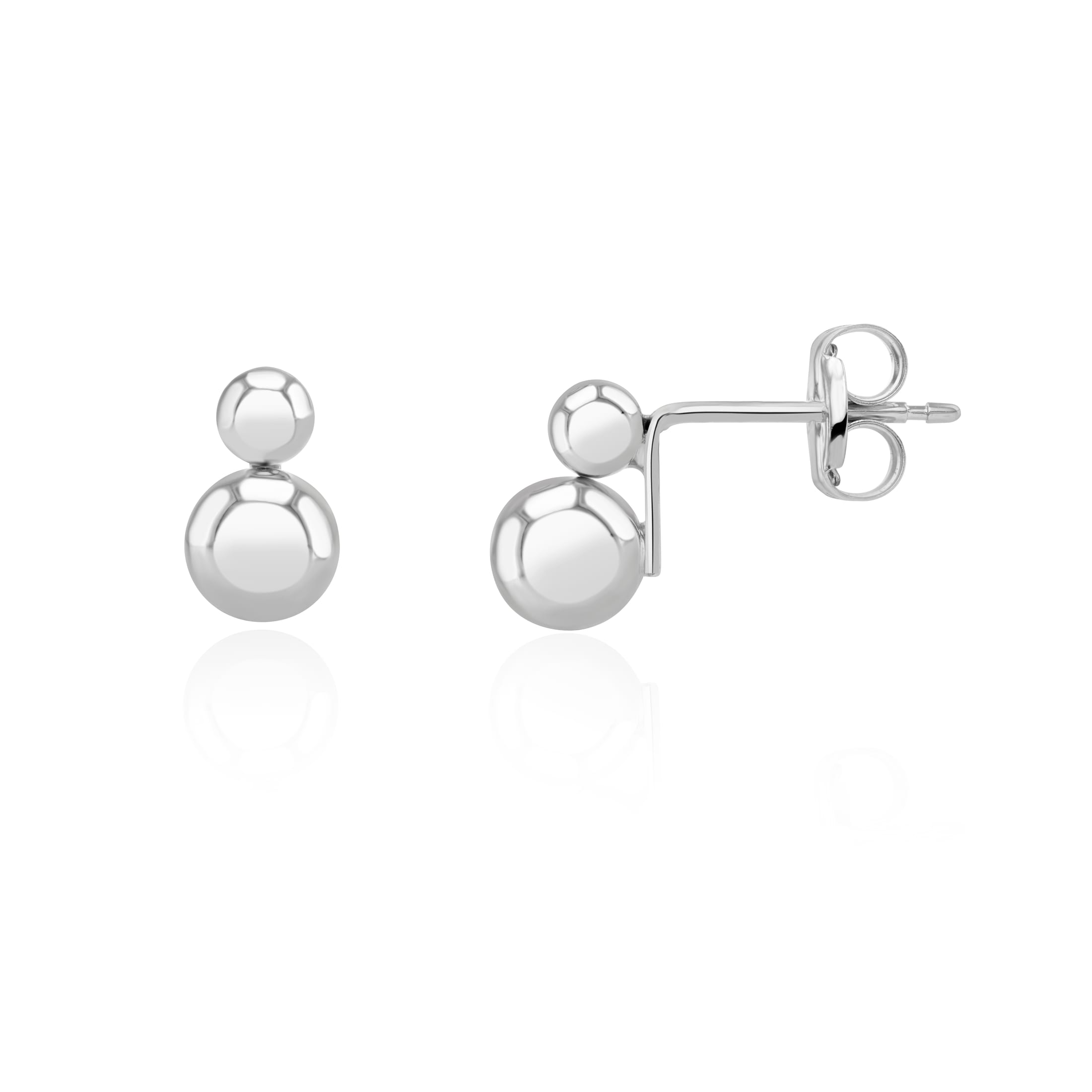 9ct White Gold Polished 3mm & 5mm Double Ball Stud Earrings