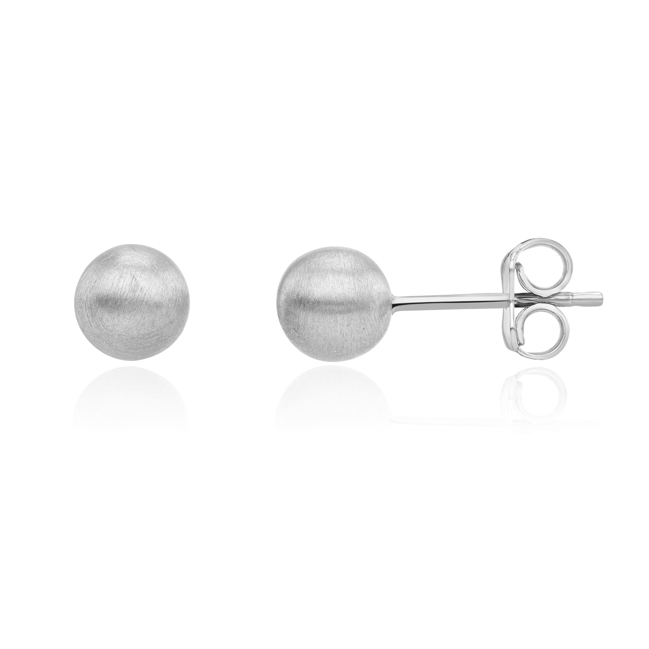9ct white gold Satin Finish 6mm Ball Studs