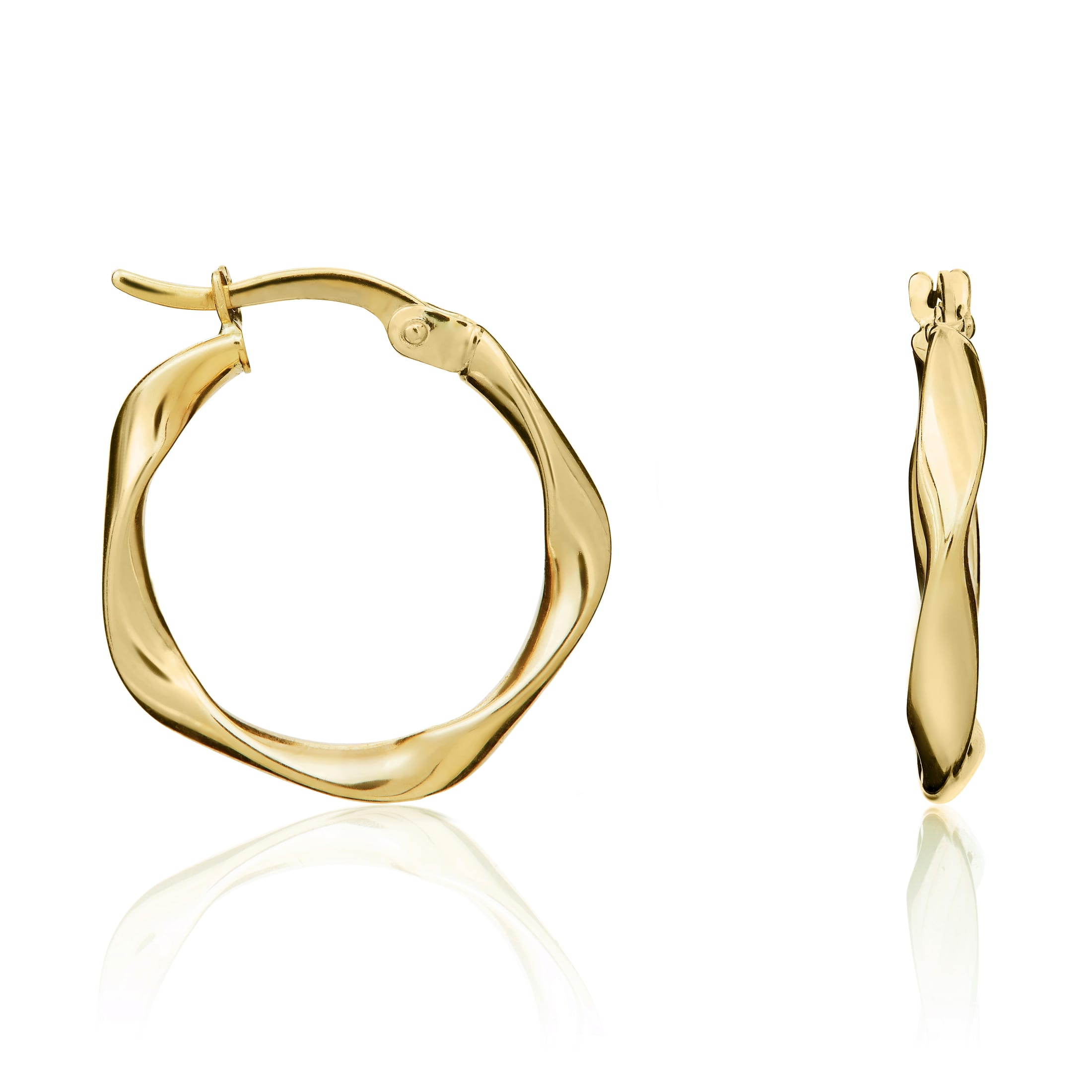 9ct Yellow Gold Loose Twist Hoop Earrings 20mm Diameter