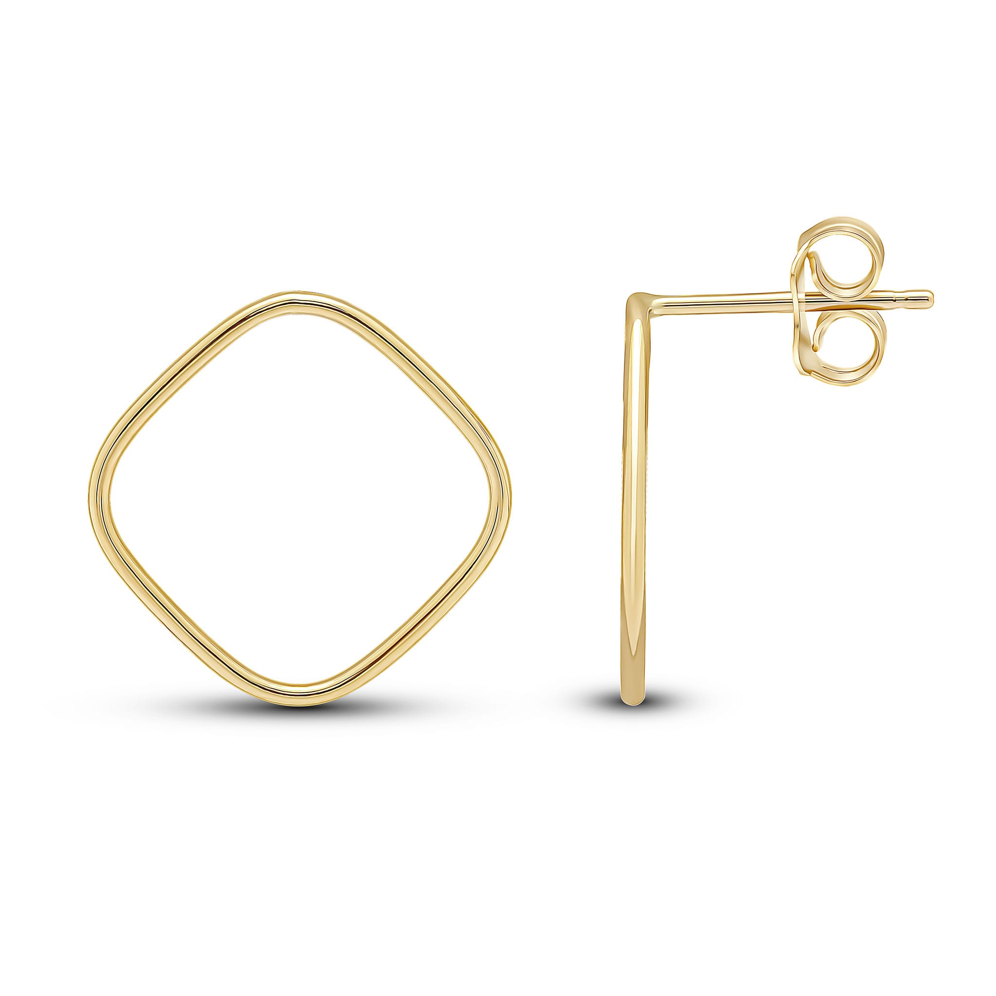 9ct yellow gold Open Cushion Earrings