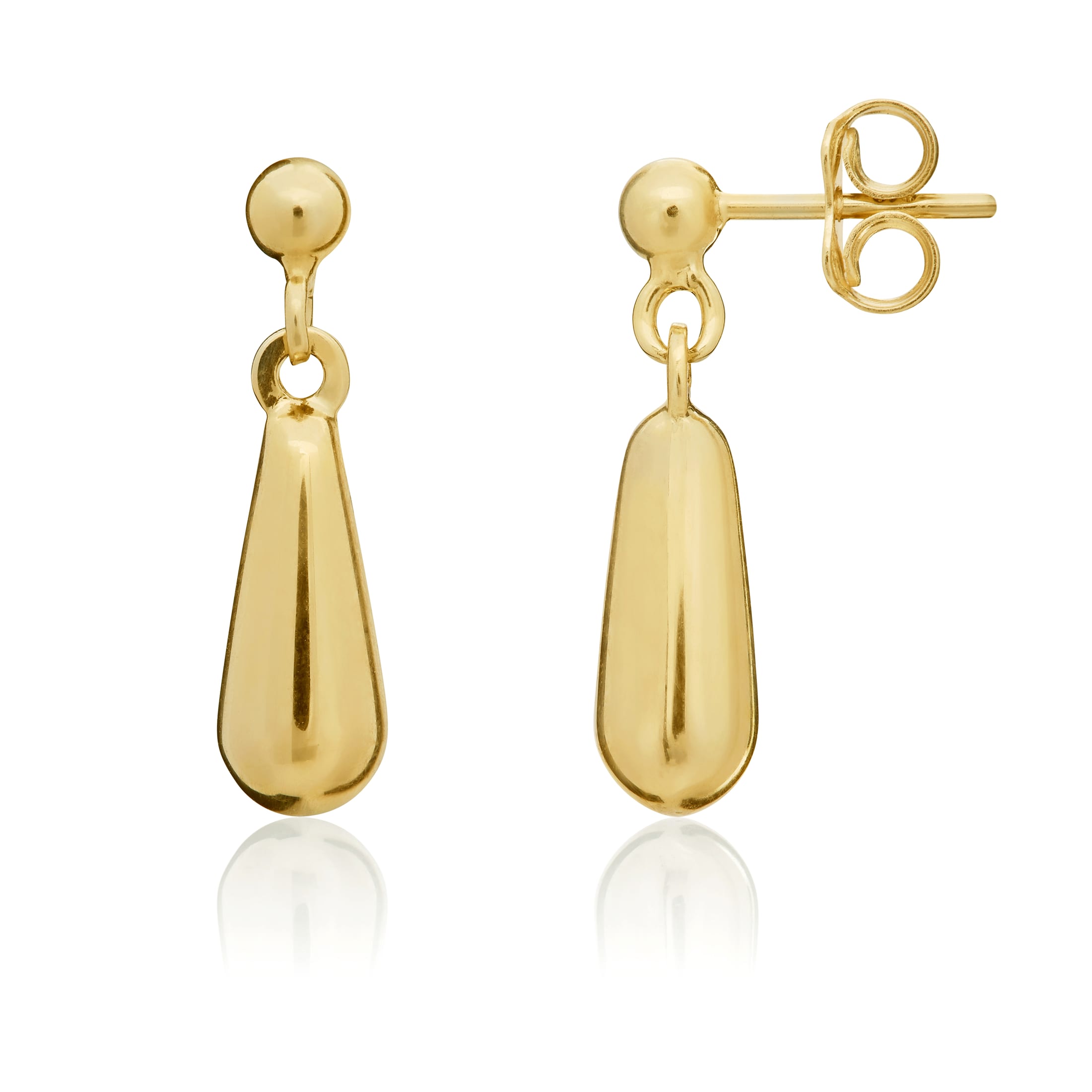 9ct yellow gold Short Polished Bombe Drop Earrrings With Ball Stud Tops