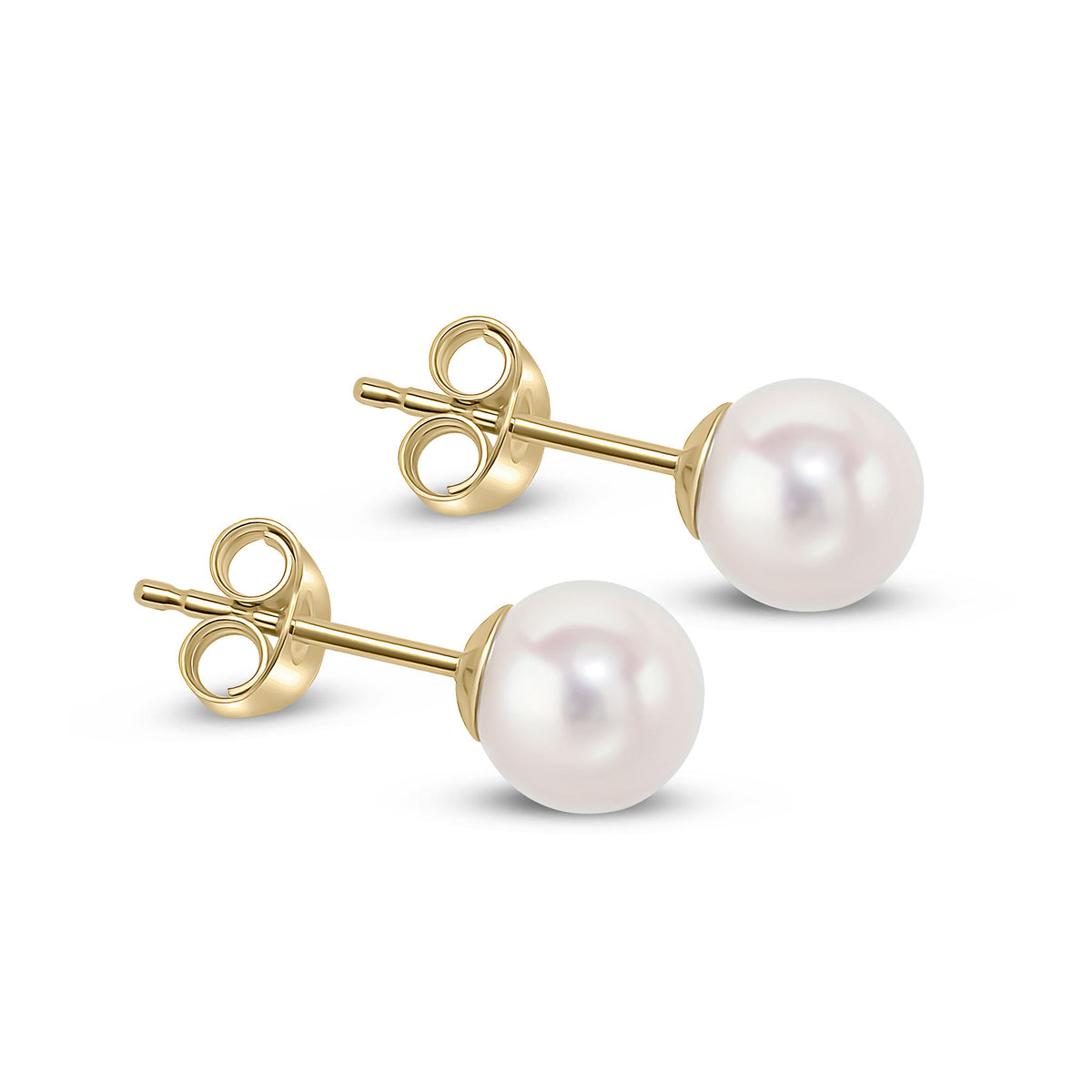 9ct Yellow Gold Akoya Pearl Stud Earrings 6mm