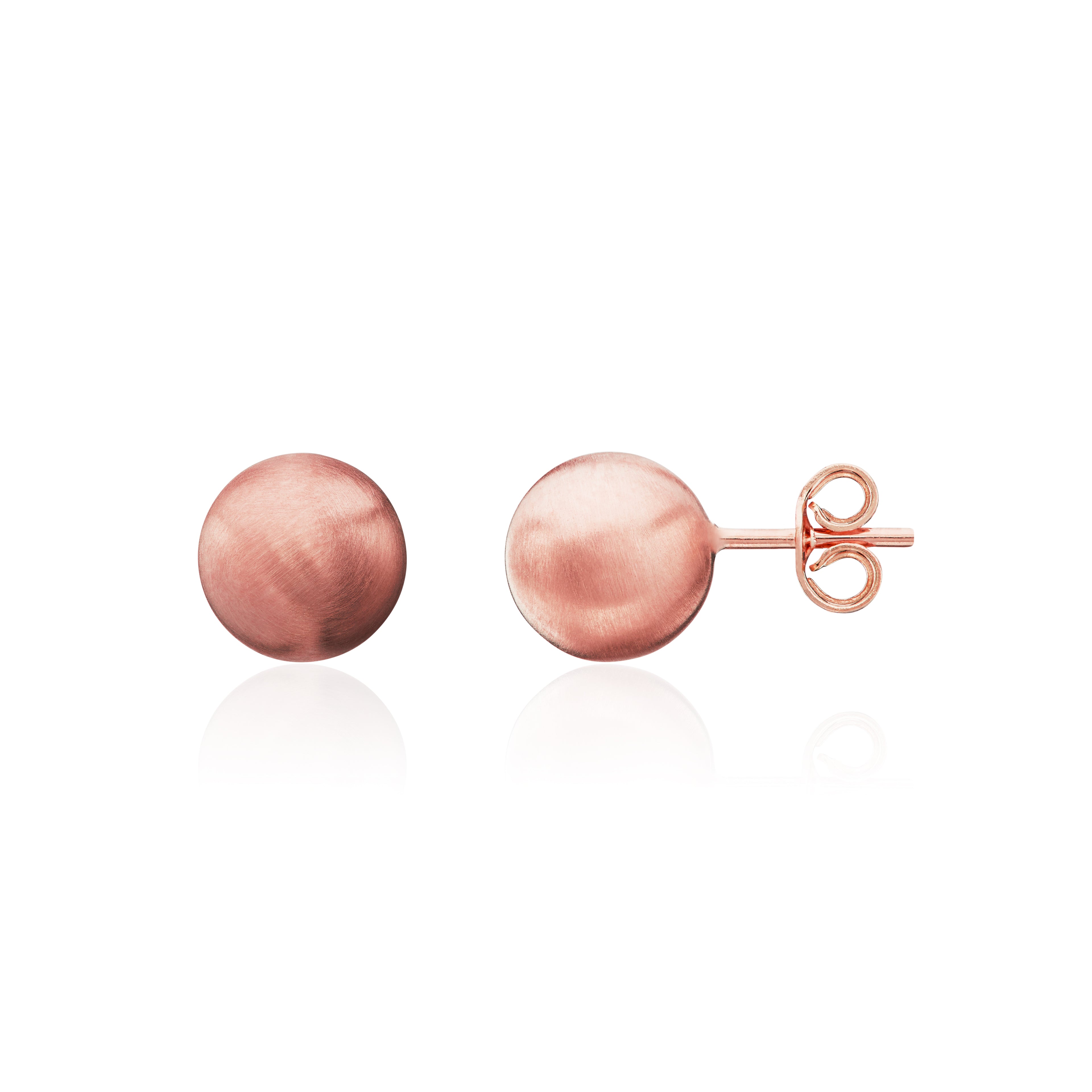 9ct rose gold Satin 7mm Ball Stud Earrings