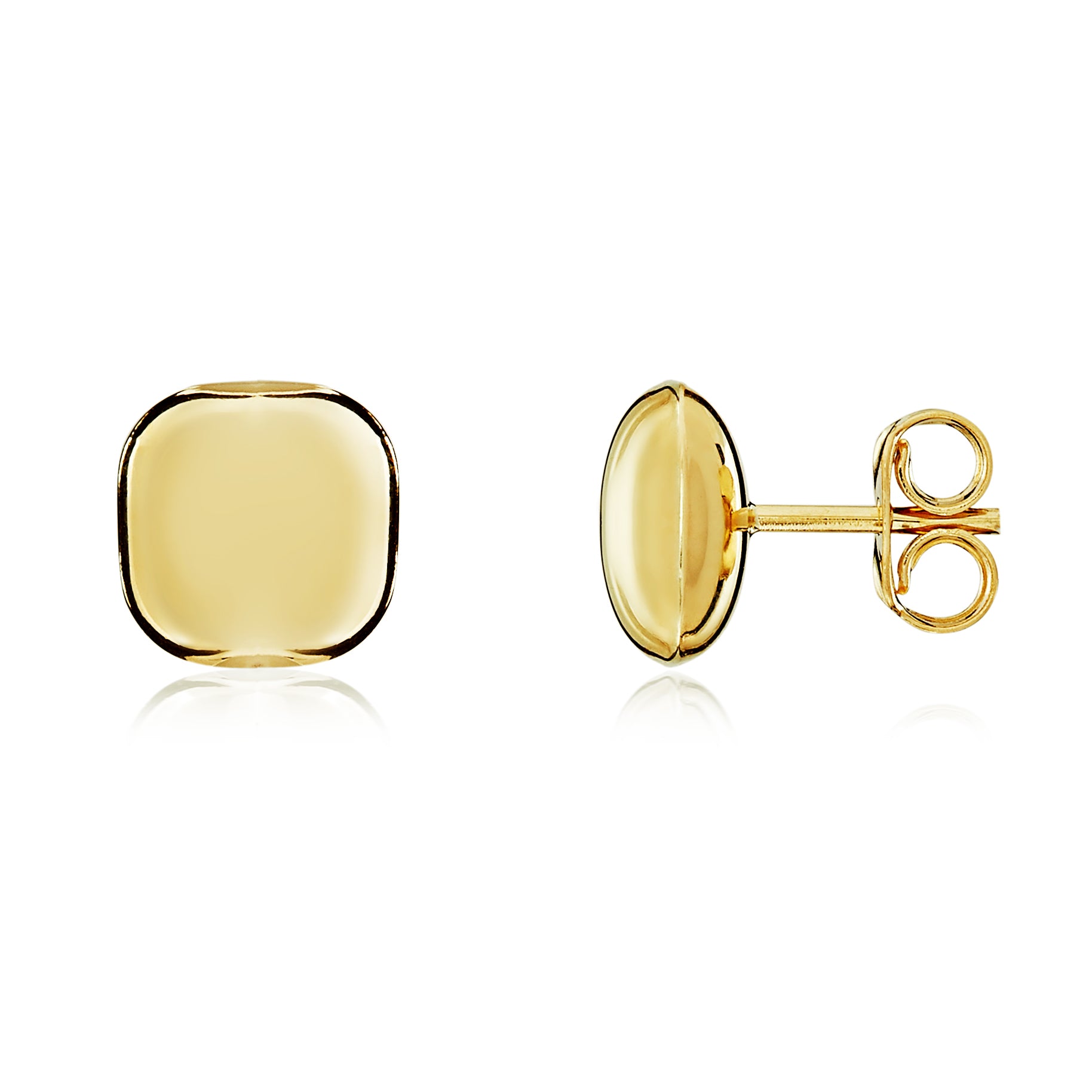 9ct Yellow Gold Polished Cushion Stud Earrings