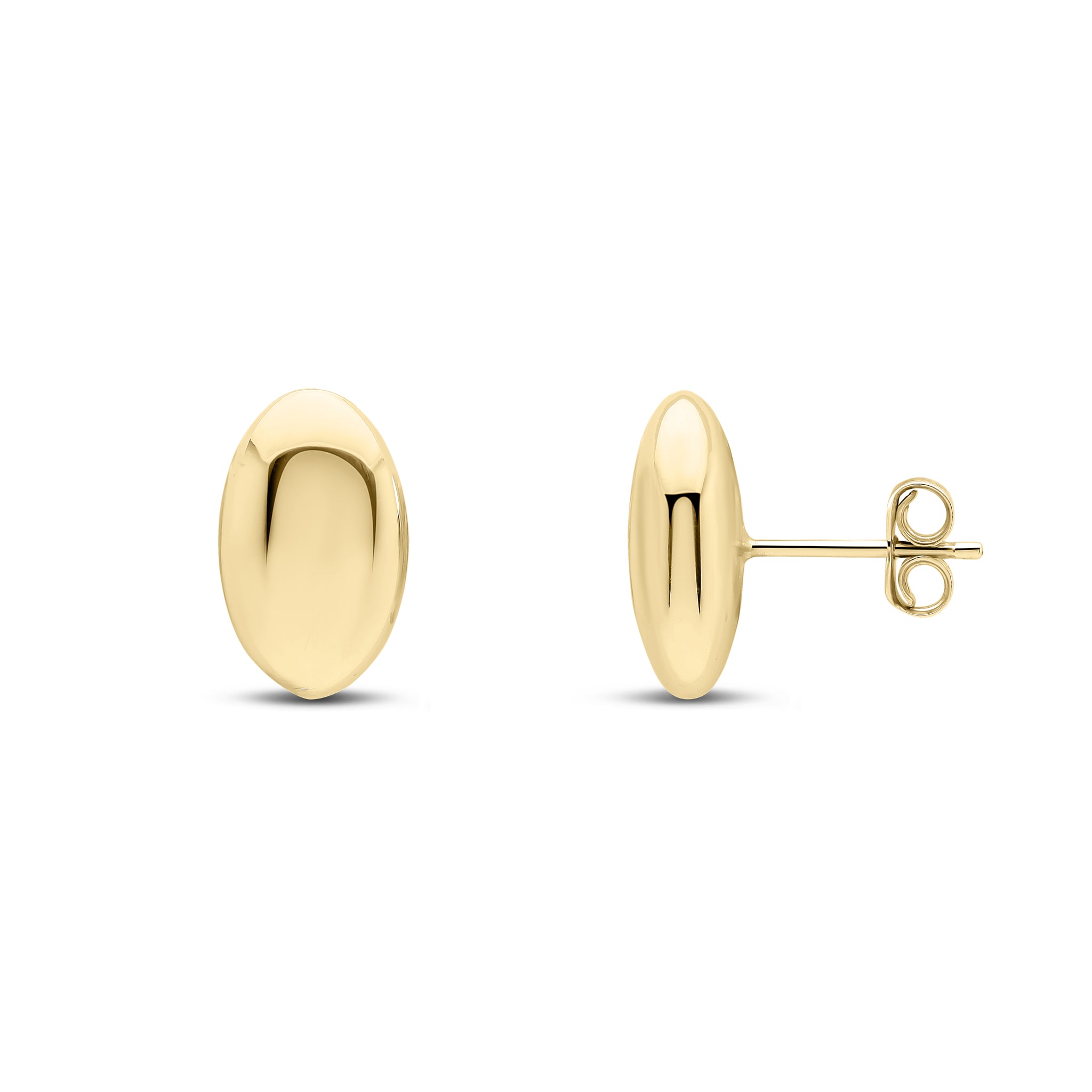 9ct Yellow Gold Polished 14x9mm Oval Domed Stud Earrings
