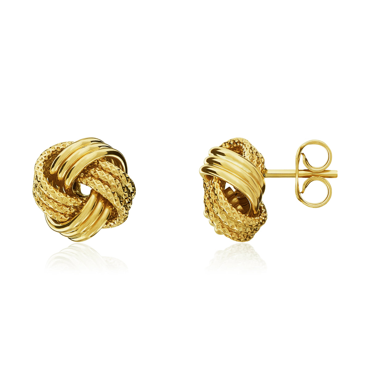 9ct Yellow Gold Polished 4 Strand Knot Stud Earrings