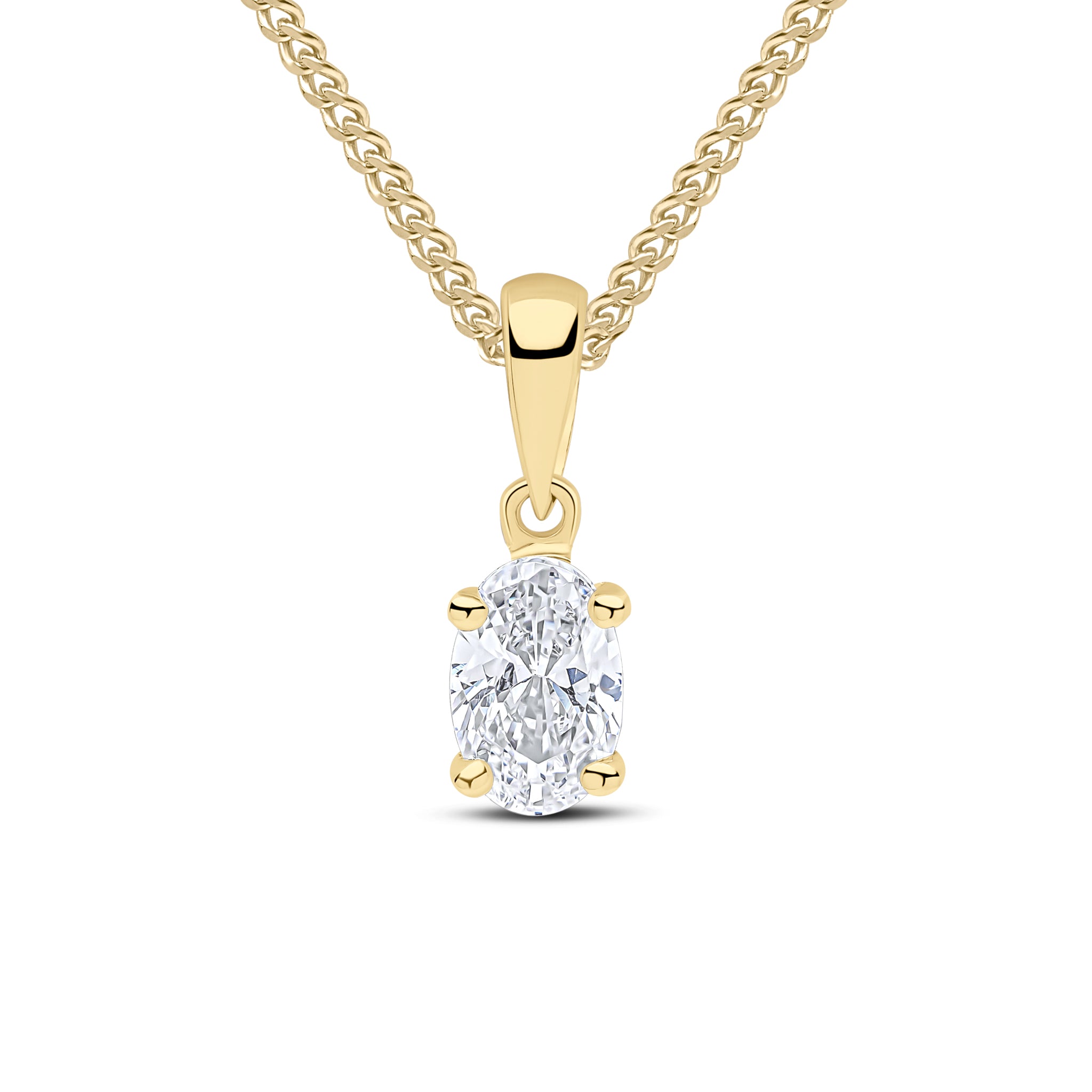 9ct Yellow Gold 6x4 Oval CZ Claw Set Pendant