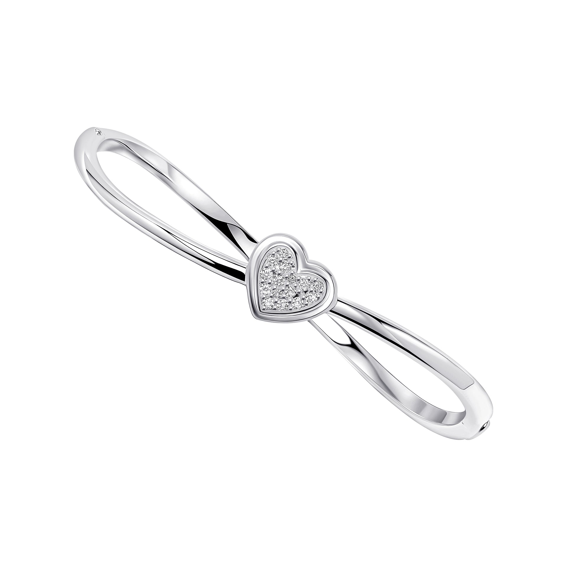 Hinge Cubic Zirconia Heart Bangle