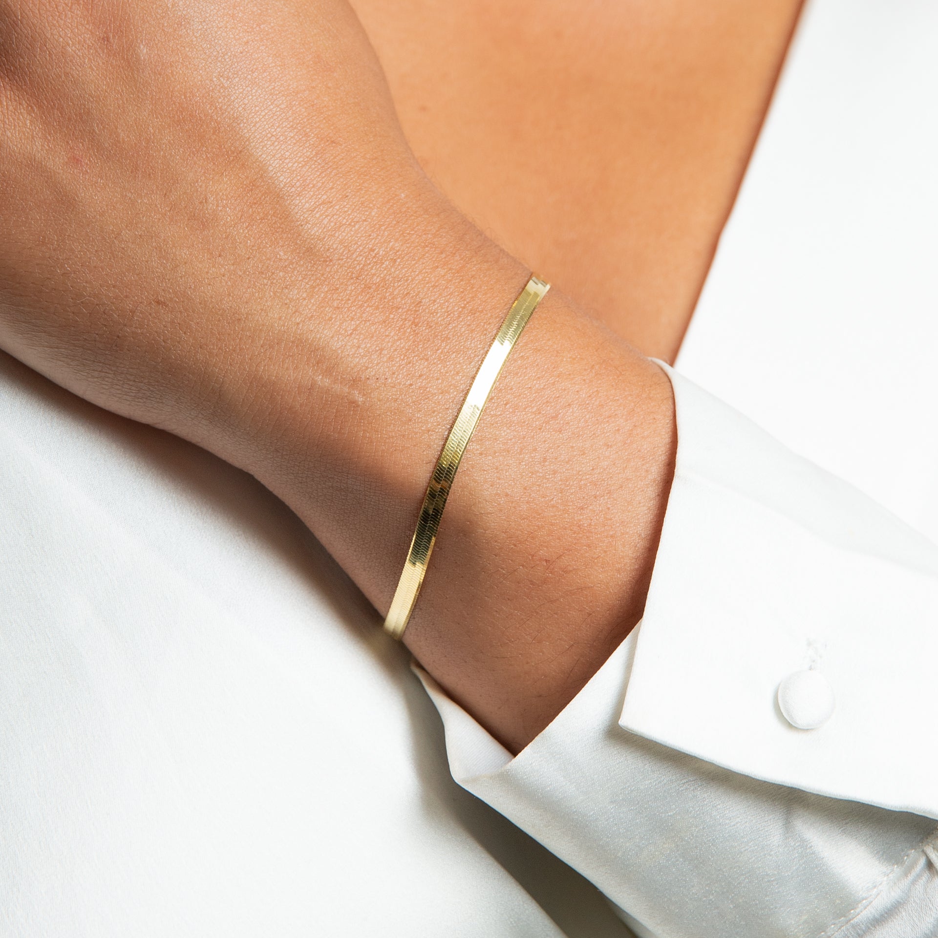 17-20cm Gold Plated Flat Herringbone Bracelet