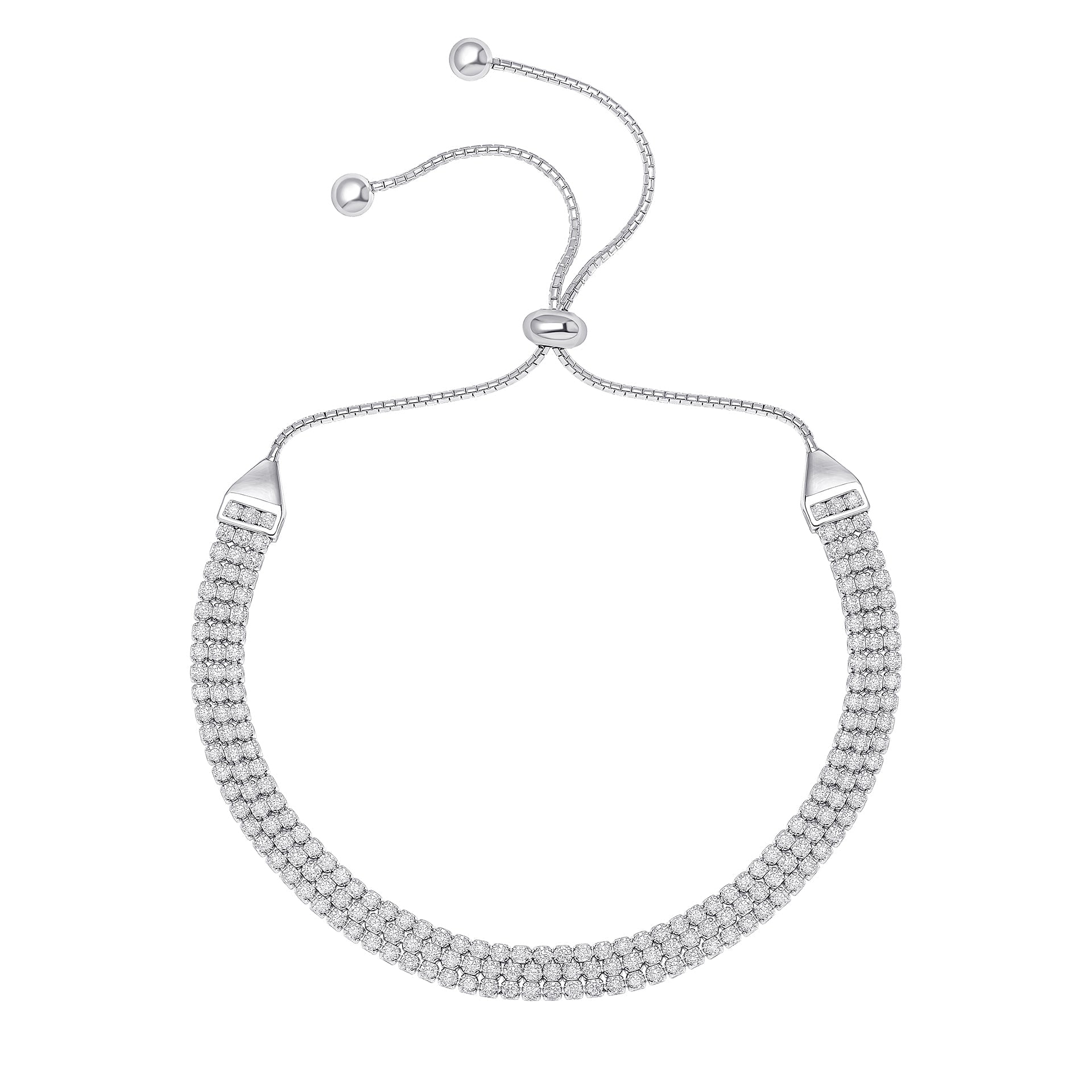 Cubic Zirconia Cup Chain Multo Strand Bracelet