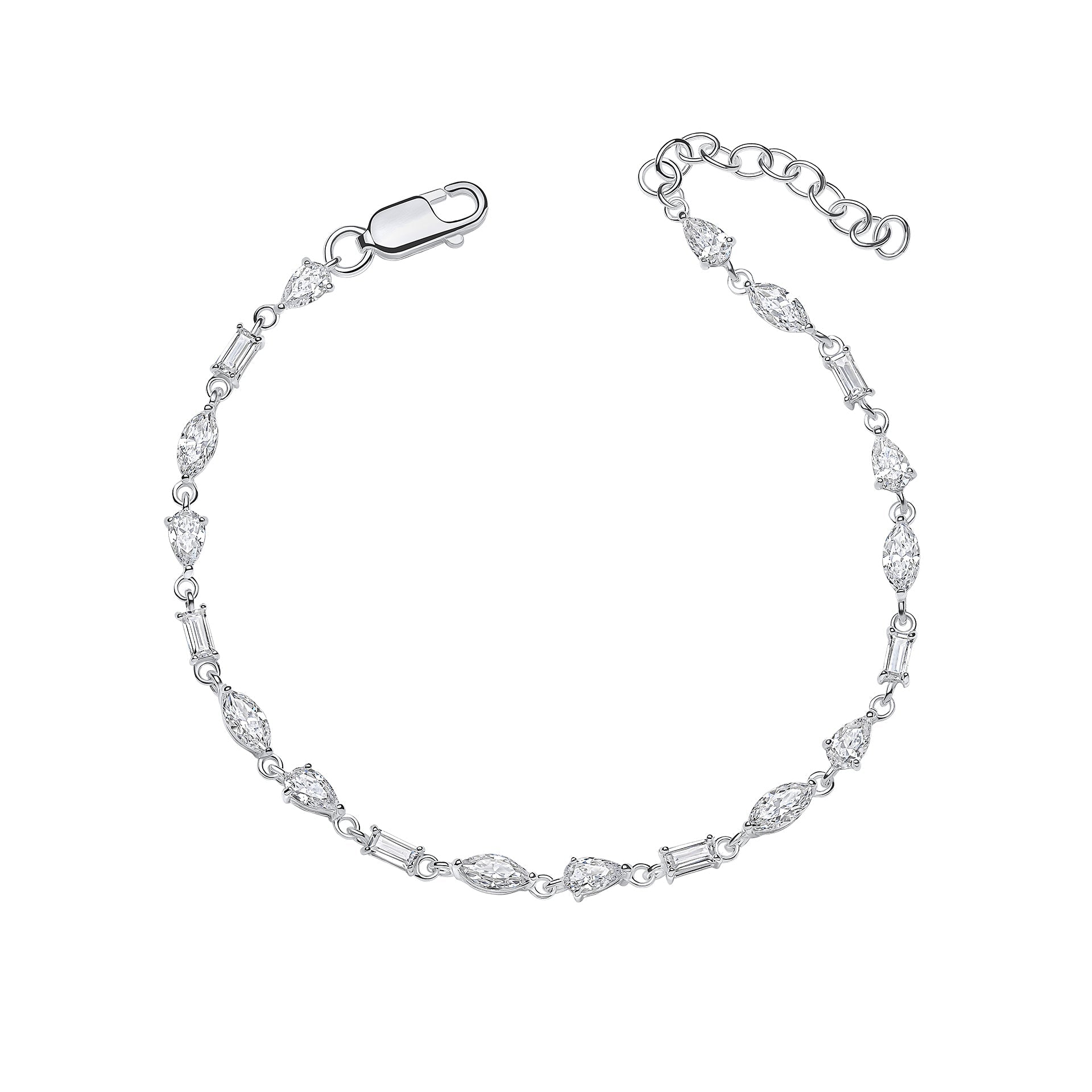 Mixed Cubic Zirconia Shapes Tennis Bracelet
