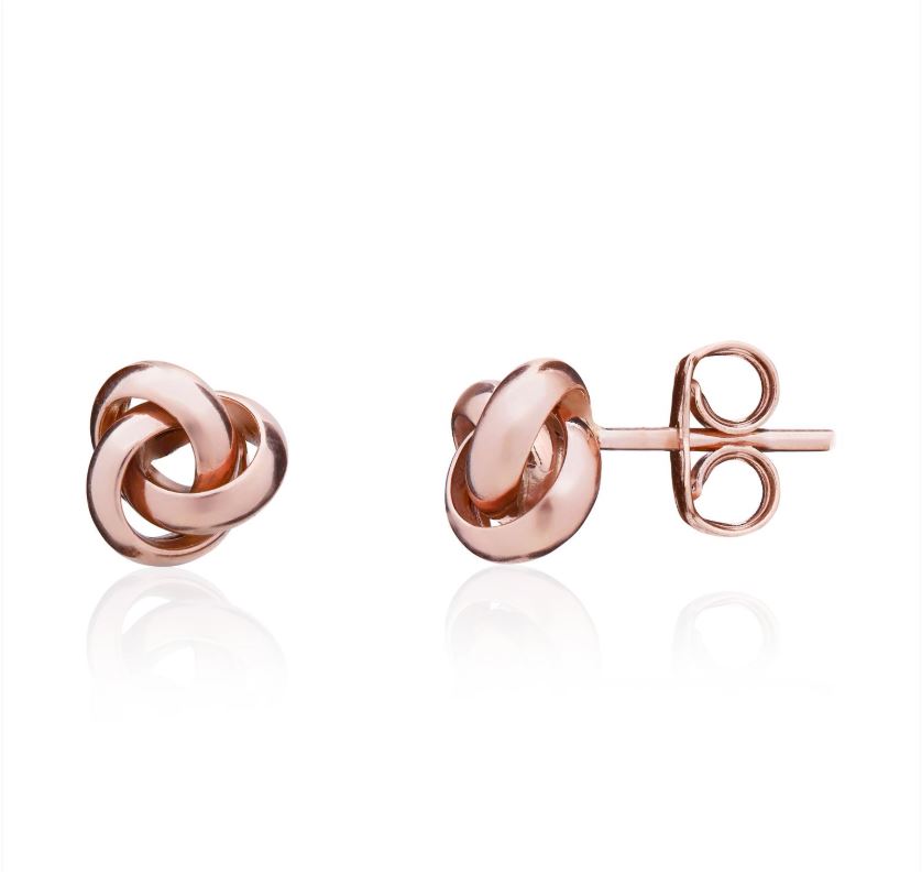 9ct Rose Gold Polished 3 Row Small Knot Earrings