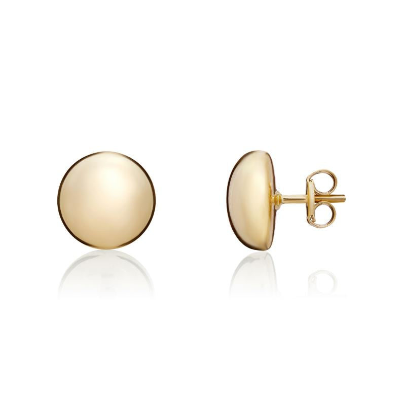 9ct Yellow Gold 8mm Polished Button Studs
