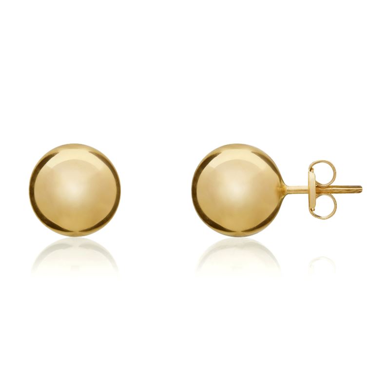 9ct Yellow Gold 9mm Polished Ball Studs