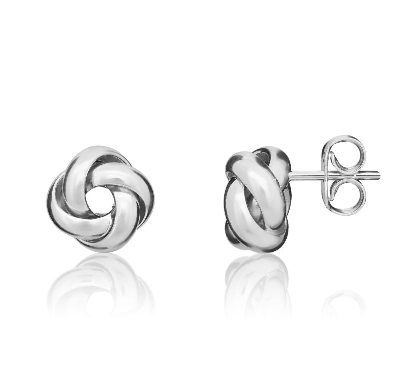 9ct White Gold Polished 4 Strand Knot Earrings