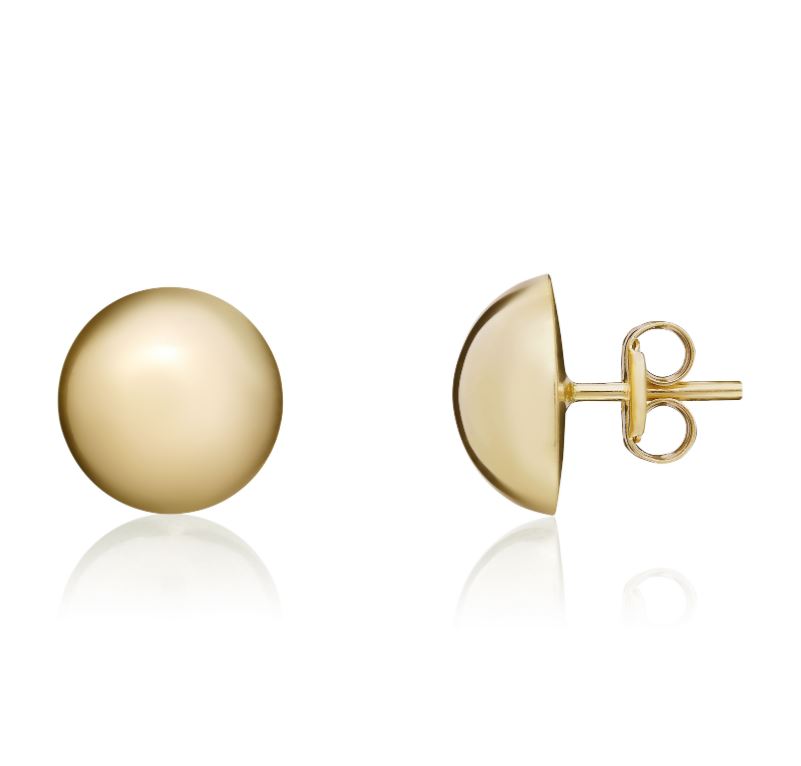 9ct Yellow Gold 10mm Polished Domed Stud Earrings