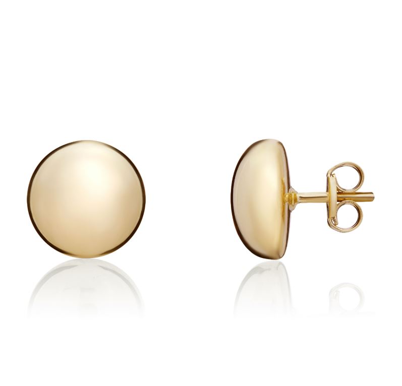 9ct Yellow Gold 10mm Polished Button Studs