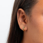 Gold Plated Green Crystal Hoop Earrings