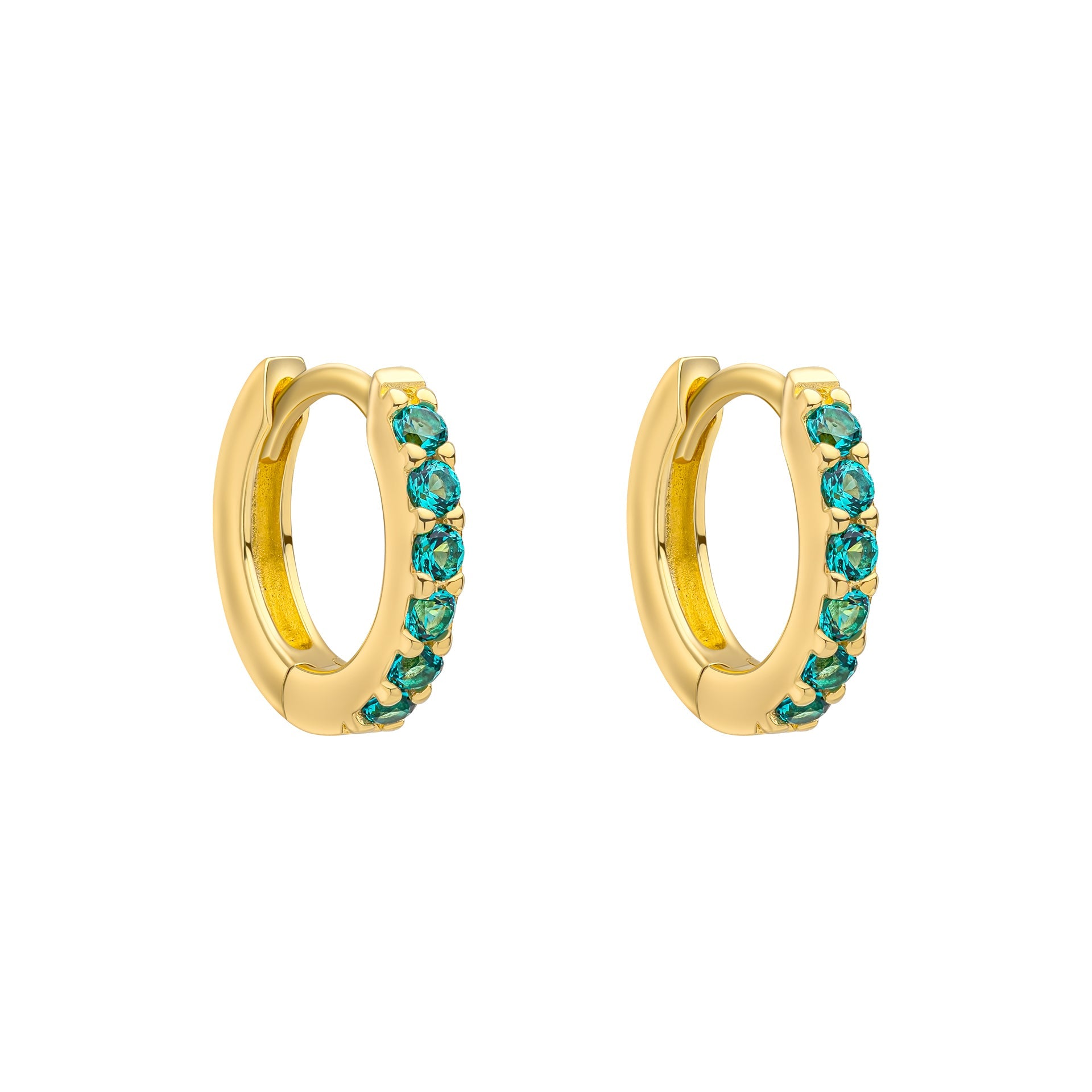 Gold Plated Green Crystal Hoop Earrings